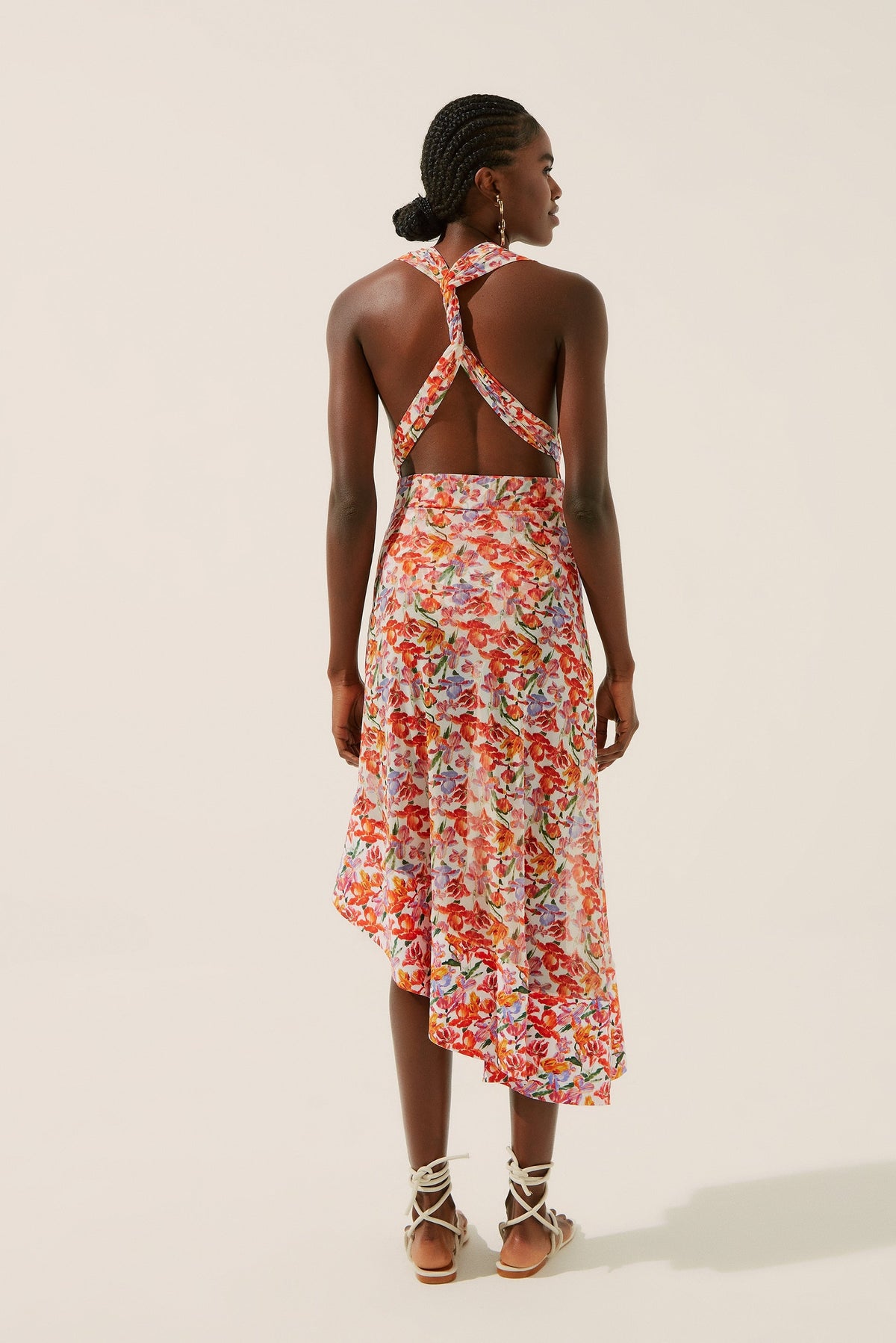 Agua De Coco Floral Ikat Long Skirt With Ruffles E3220A1341