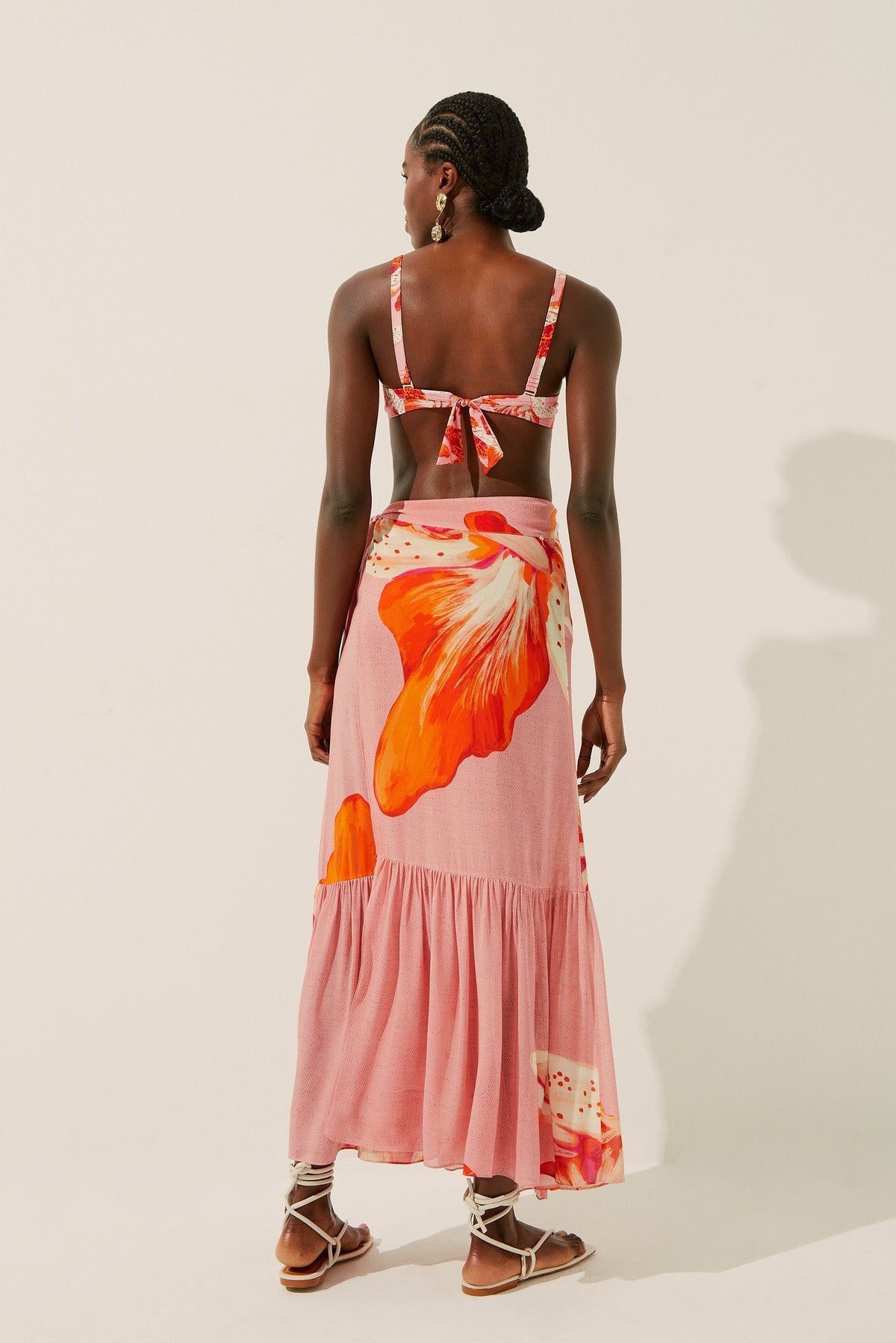 Agua De Coco Maxi Orchid Criss Crossed Long Skirt With Tassel E3306A1426