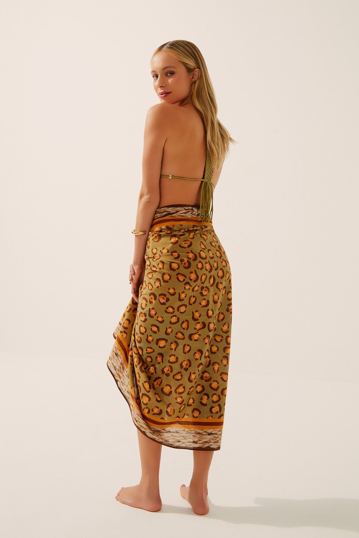 Agua De Coco Leopard Scarf Beach Sarong E3458A1432
