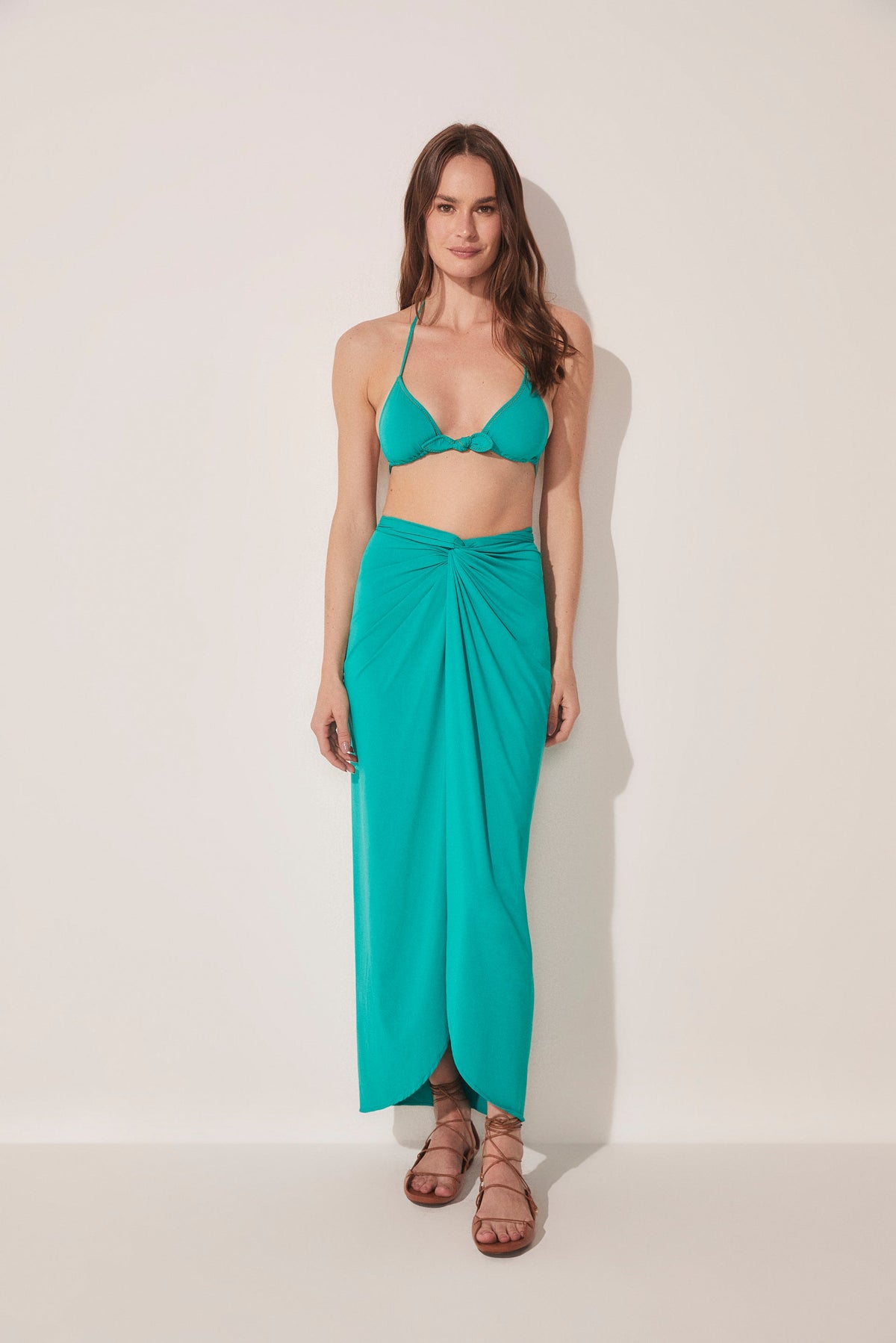 Agua De Coco Emerald Midi Skirt With Multi Ties E3899a1709