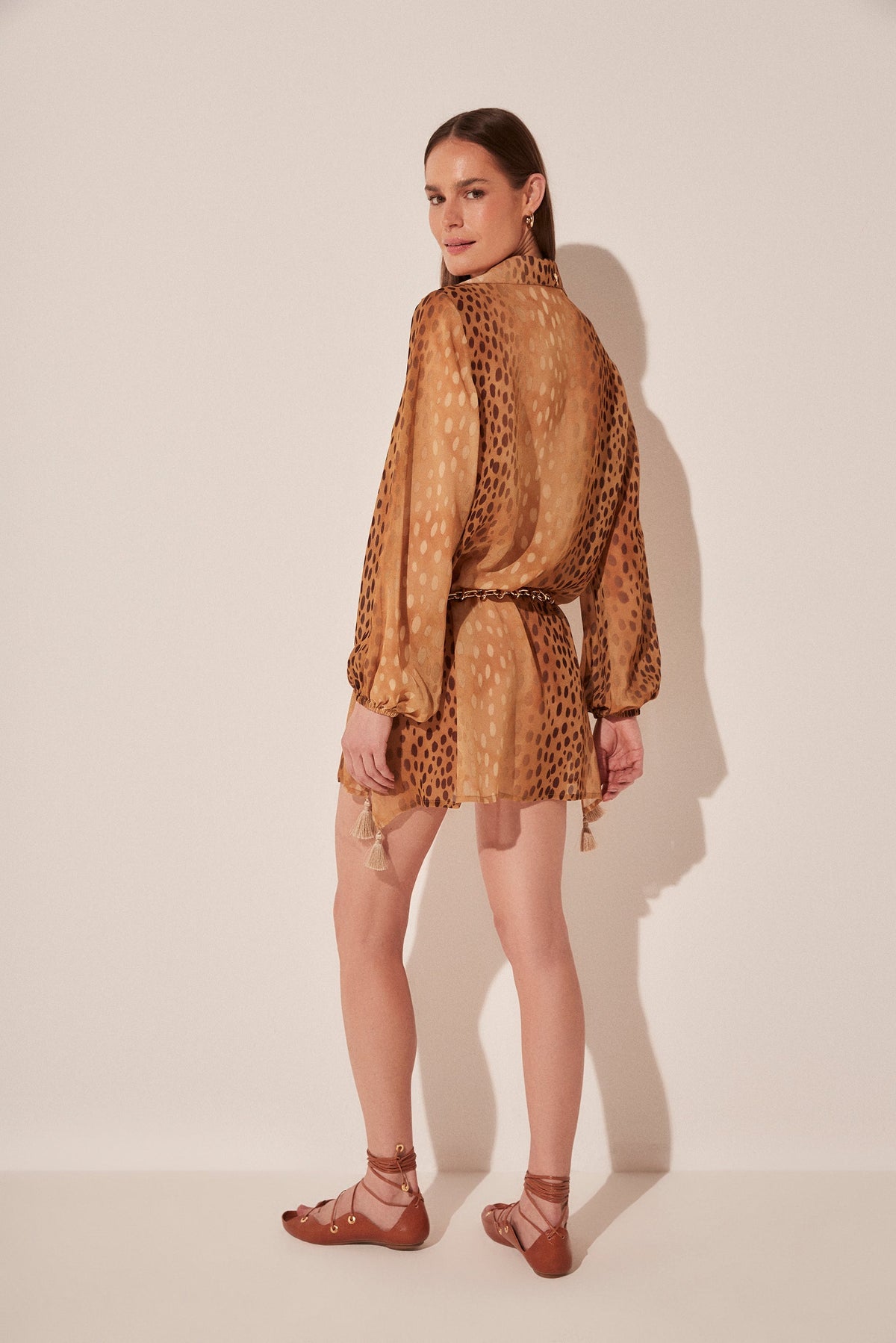 Agua De Coco Deer Detailed Short Shirt Dress E3995A1871