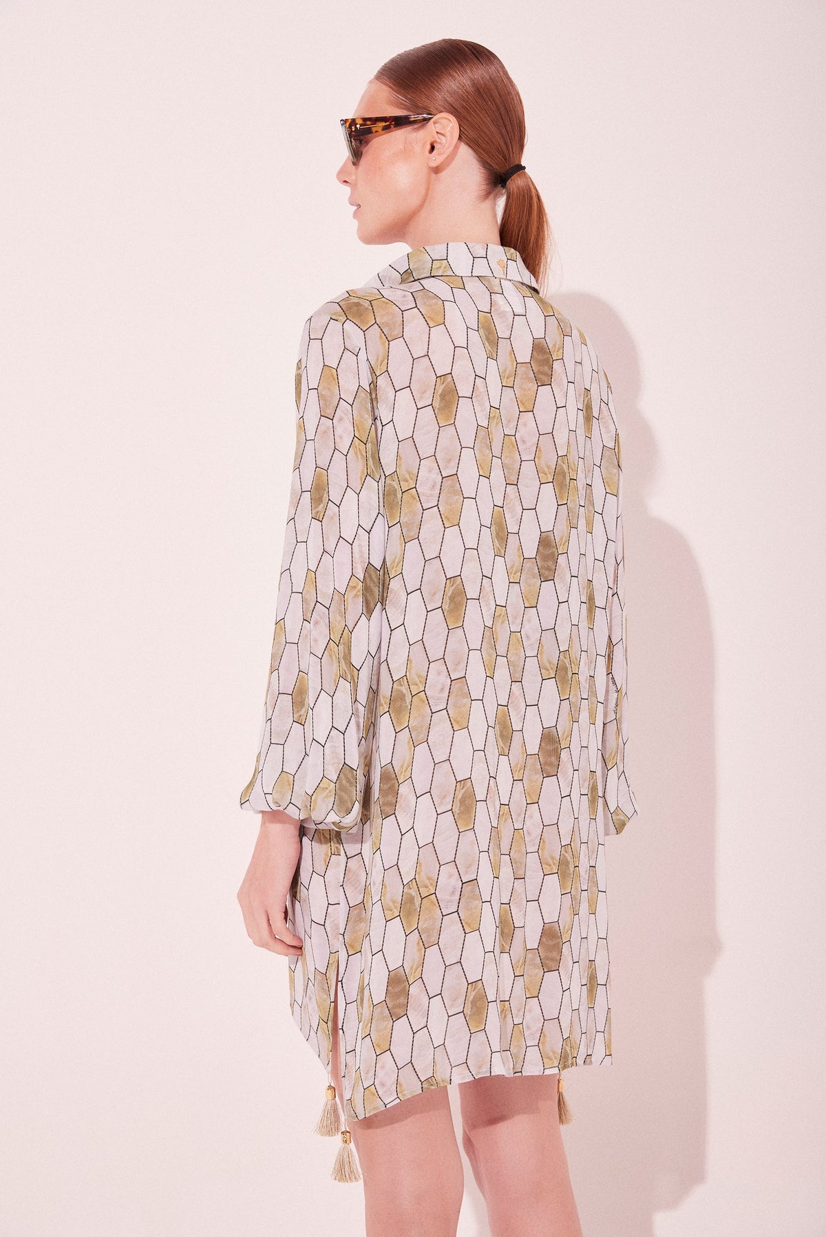 Agua De Coco Tiles Detailed Short Shirt Dress E3995A2169