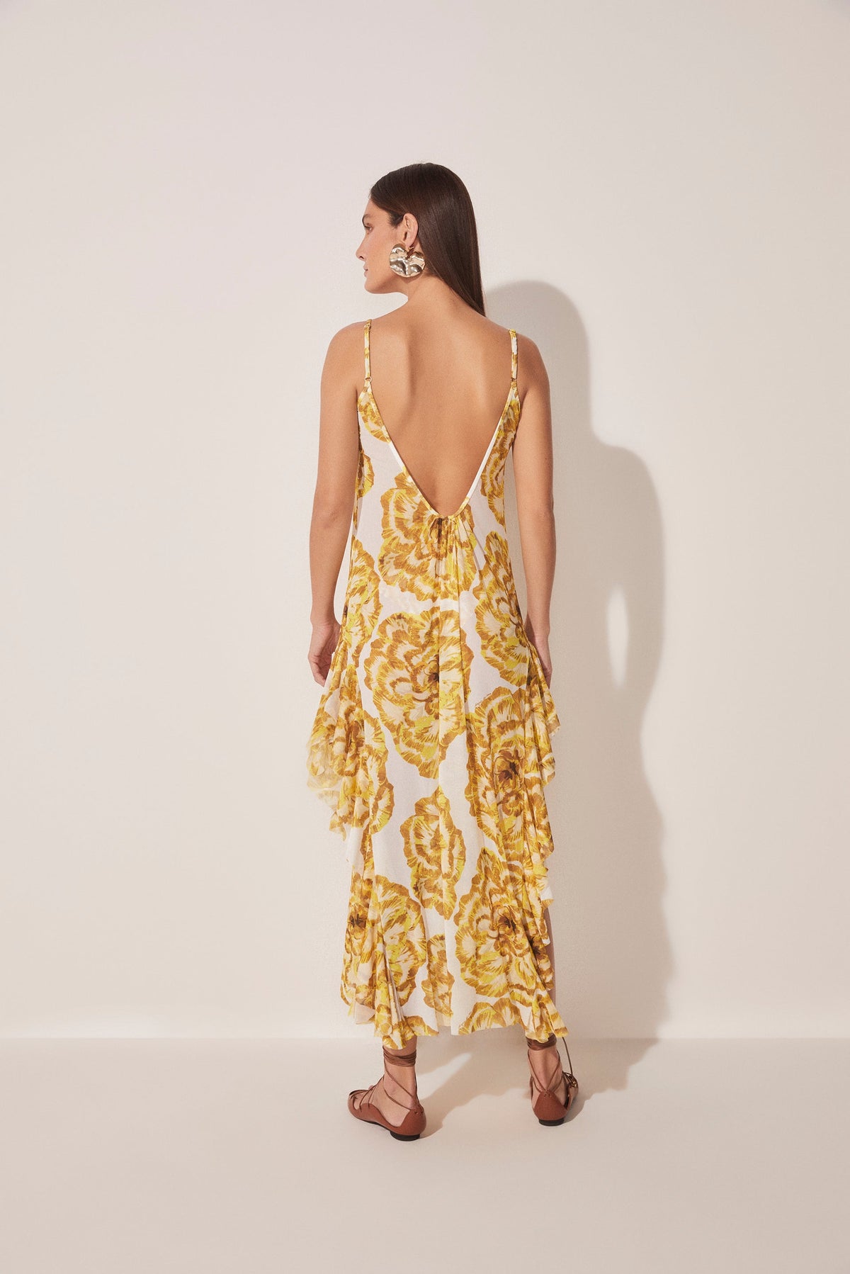 Agua De Coco Carnation Ruffled Strappy Long Dress E4034A1677