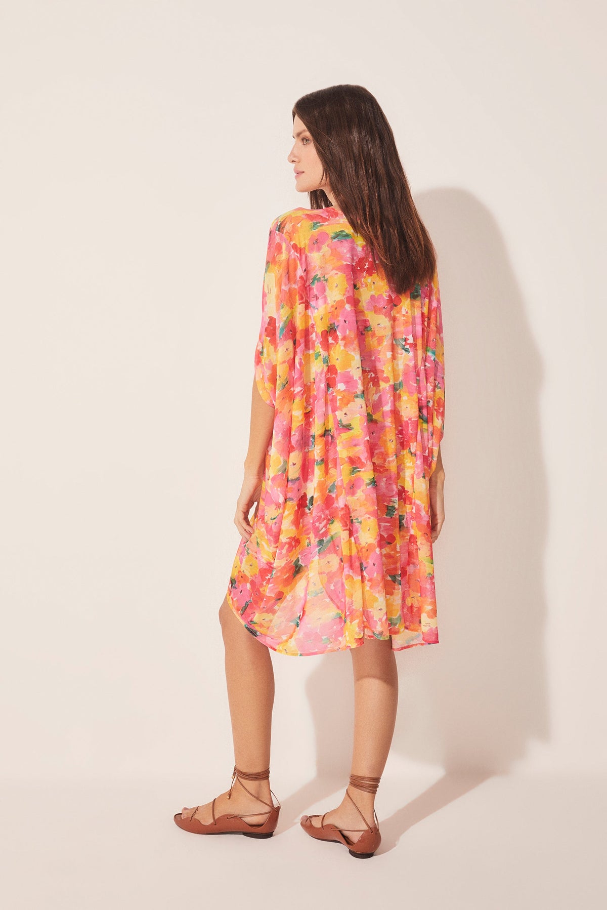 Agua De Coco Brushed Floral Oversized Short Cape E4132A1670