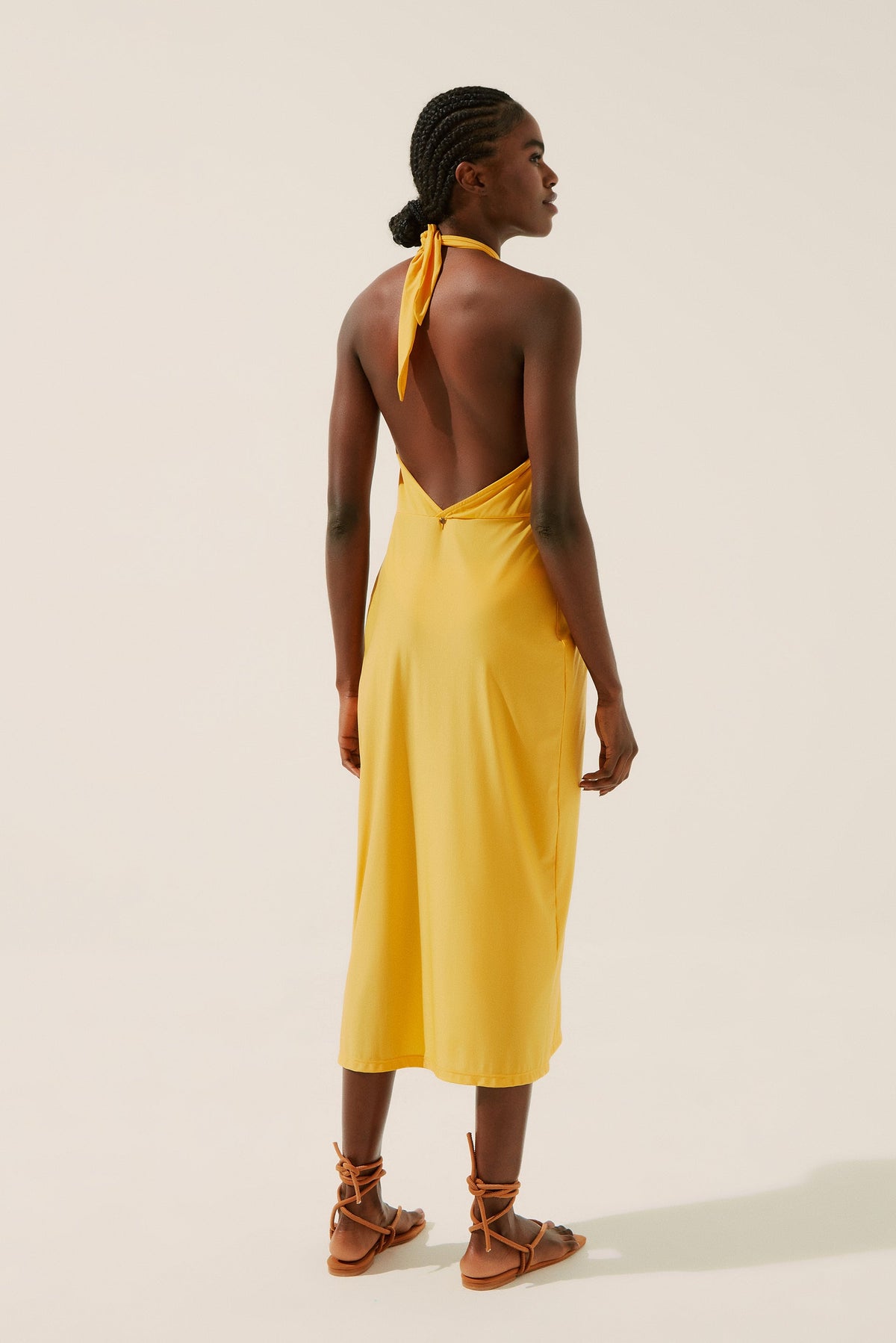 Agua De Coco Sunflower Midi Dress With Ties E4186A1345