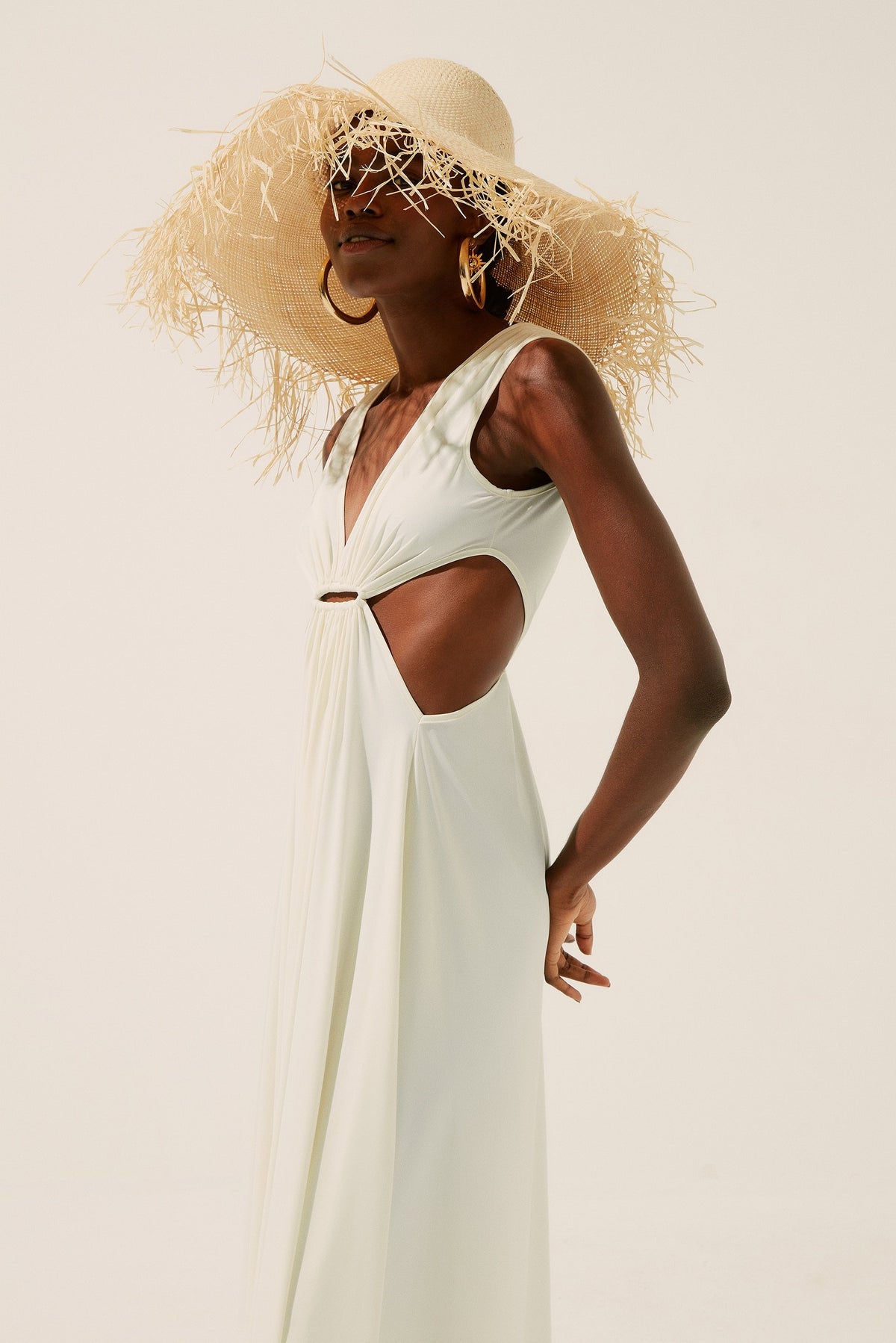 Agua De Coco Coconut V Neckline Long Dress With Loop E4215A1342