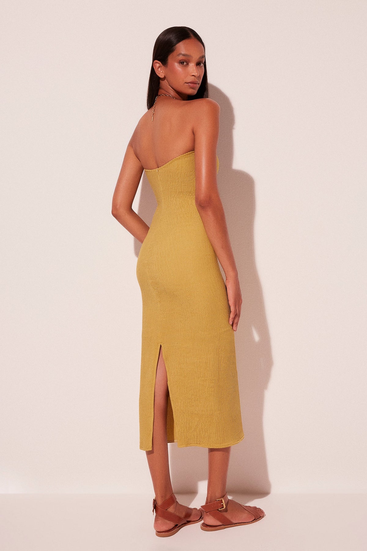 Agua De Coco Pollen Strapless Side Slit Midi Dress E4261A1996