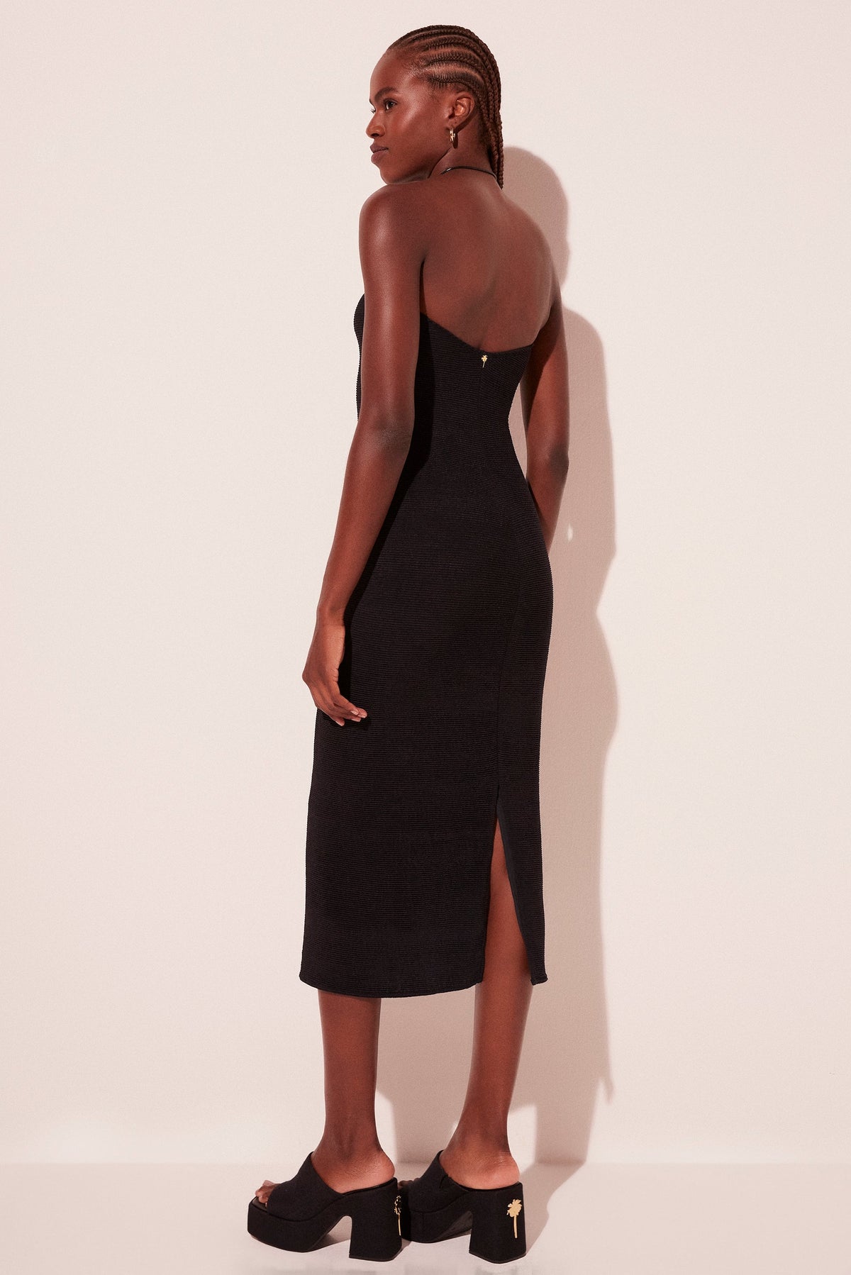 Agua De Coco Black Dawn Strapless Side Slit Midi Dress E4261A2120