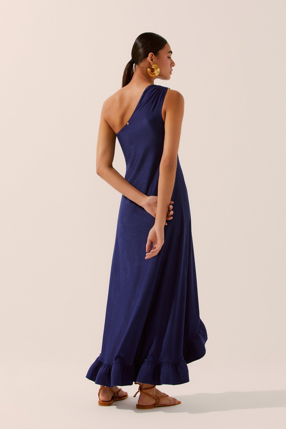 Agua De Coco Sea Waves One-Shoulder Dress With Ruffle E4329A1534