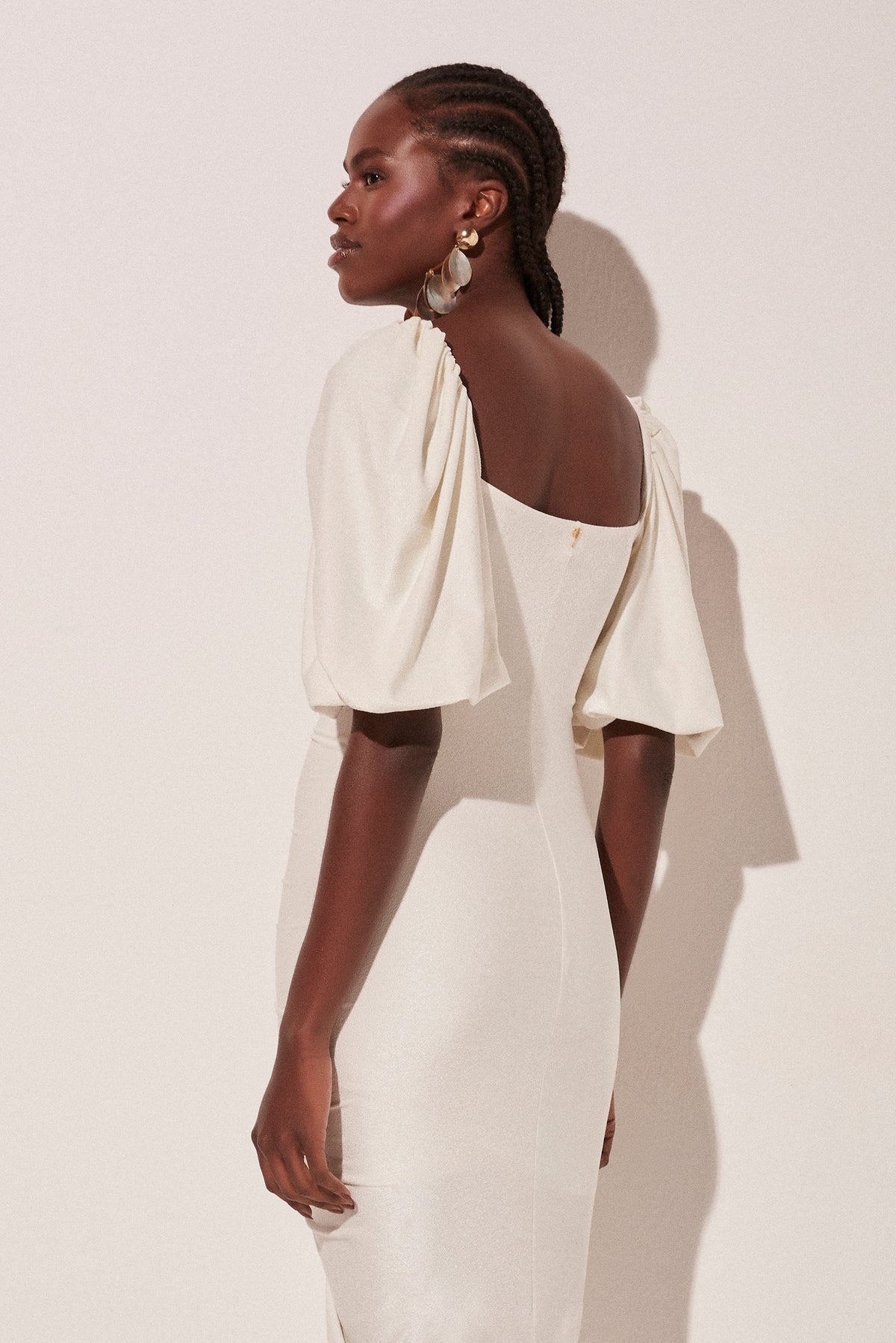 Agua De Coco Pearls Ruched Midi Dress With Sleeves E4461A1766