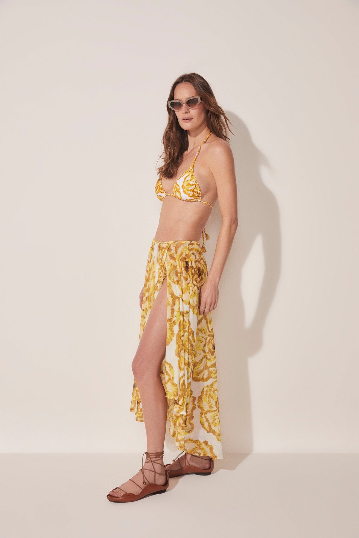 Agua De Coco Carnation Asymmetric Mullet Midi Skirt E4500A1677