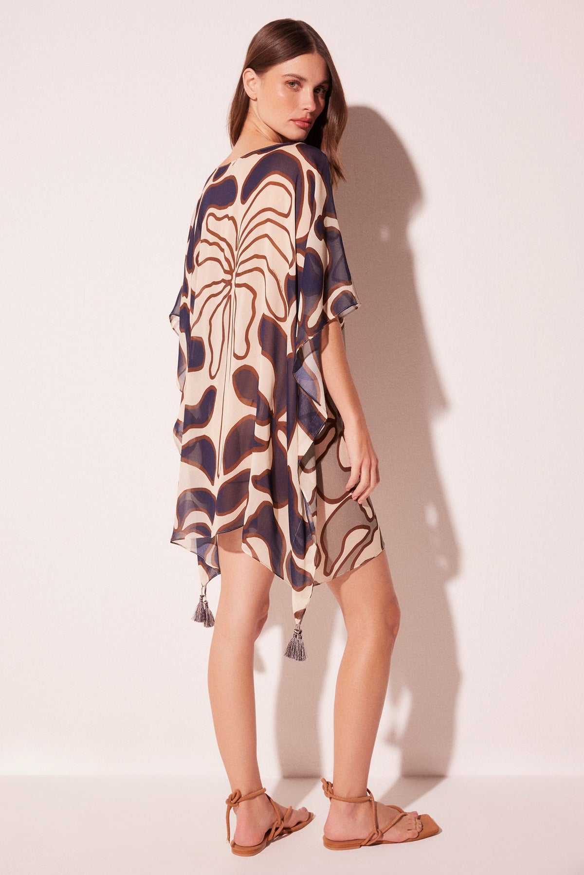 Agua De Coco Brushed Palm Tree Oversized Short Tunic E4601A2291
