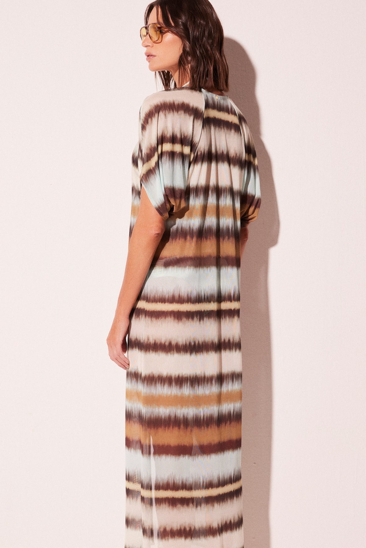 Agua De Coco Tie Dye Stripes Oversized Long Sleeve Cape E4643A2273
