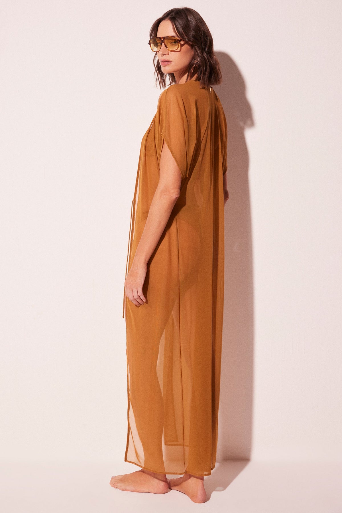 Agua De Coco Orange Curves Oversized Long Sleeve Cape E4643A2363