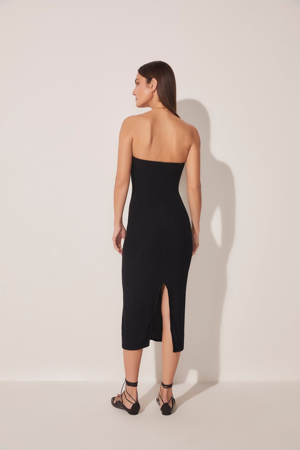Agua De Coco El Mar Twisted Bust Strapless Midi Dress E4655A1654