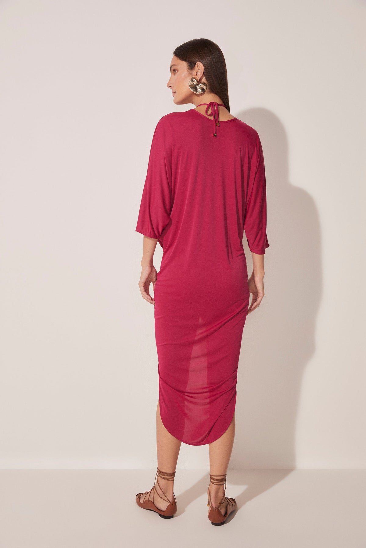 Agua De Coco Lychee Draped Midi Tunic E4664A1653