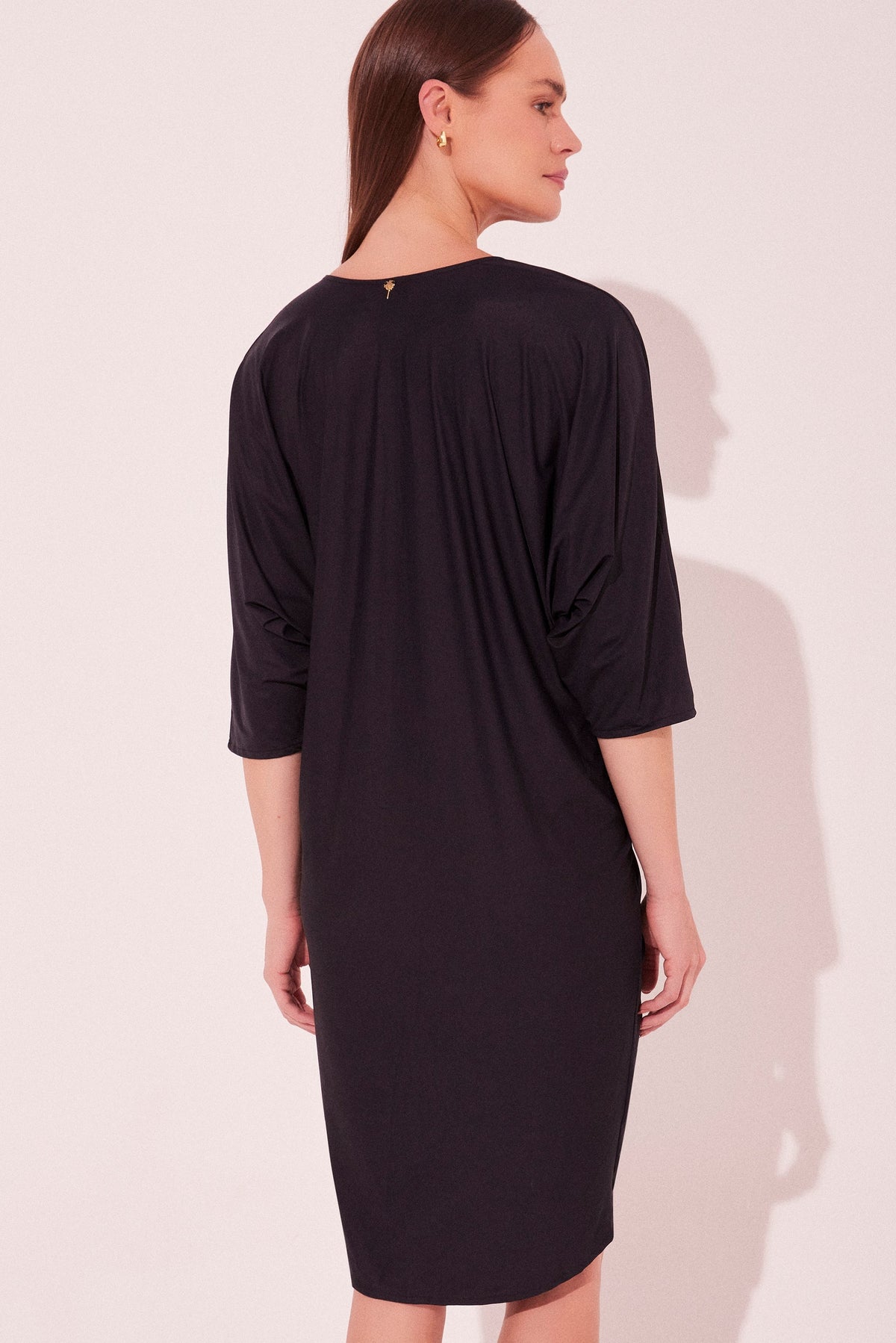Agua De Coco Black Scales Draped Midi Tunic E4664A2226