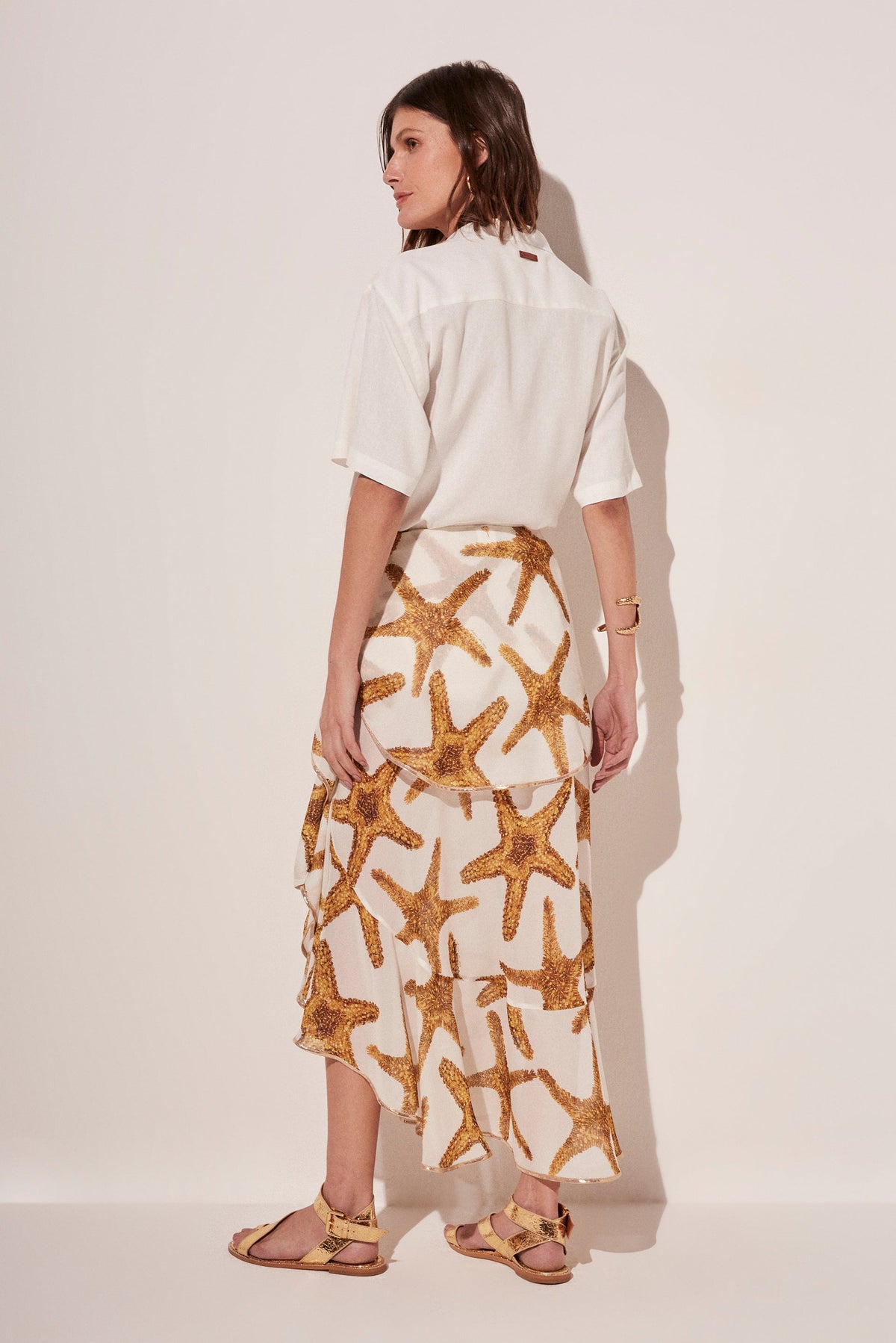 Agua De Coco Starr Sequins Ruffled Midi Skirt E4667A1804