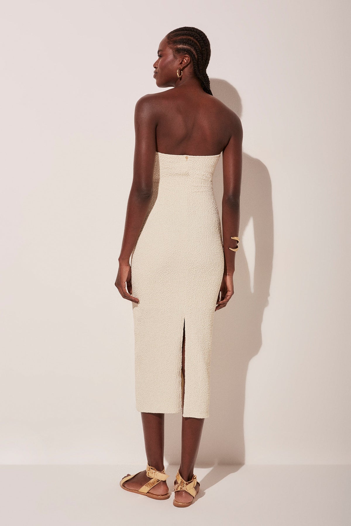 Agua De Coco Dunes Strapless Side Slit Midi Dress With Hoops E4877A1751
