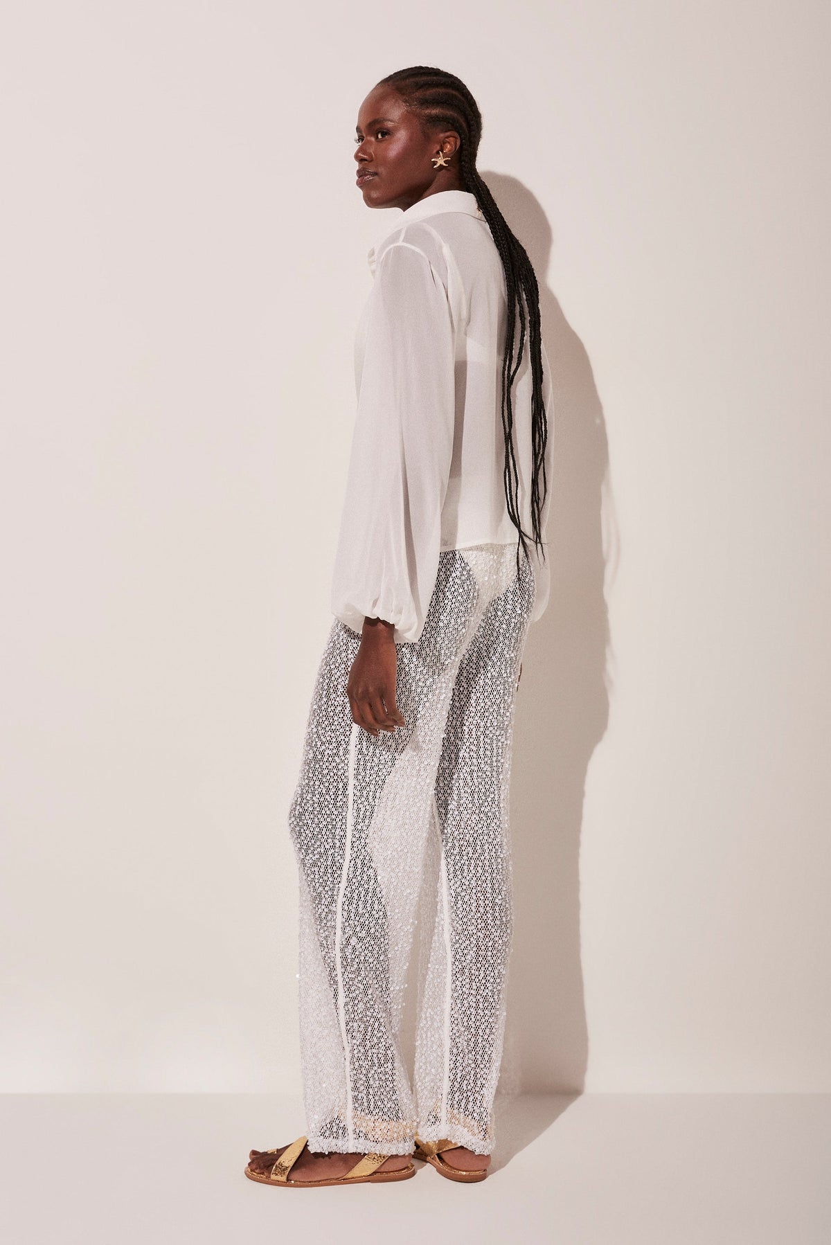 Agua De Coco Silver Rain Palazzo Pants E4890A1759