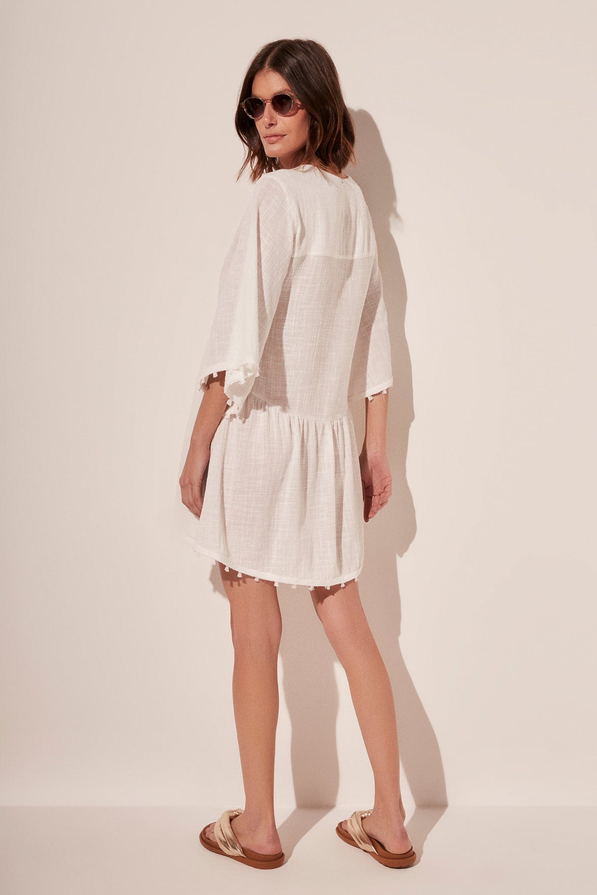 Agua De Coco Breeze Short Dress With Square Sleeves E4893A1712