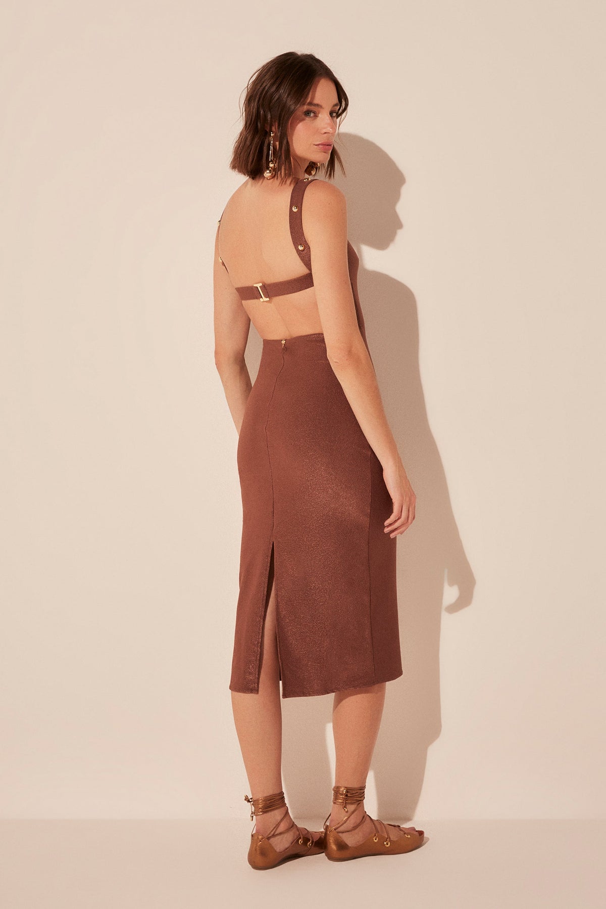 Agua De Coco Seeds Detailed Halter Top Midi Dress E4929A1869