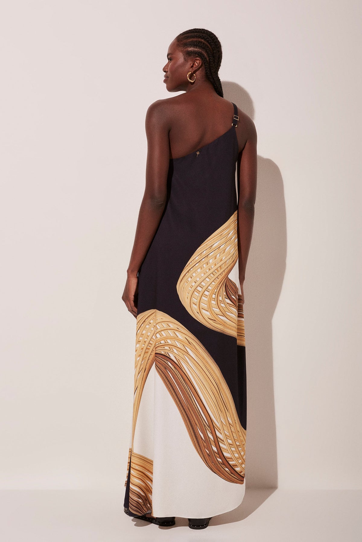 Agua De Coco Localized 3D Straw One Shoulder Long Dress E4975A1537