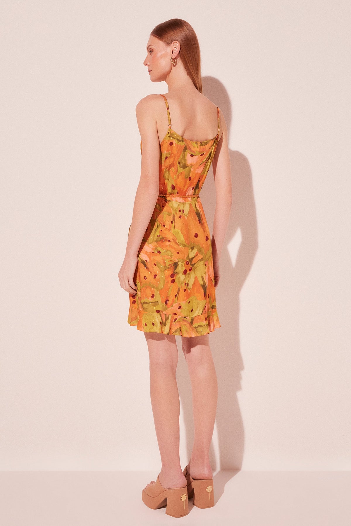 Agua De Coco Brushed Seed Criss Crossed Strappy Short Dress E4991A2065