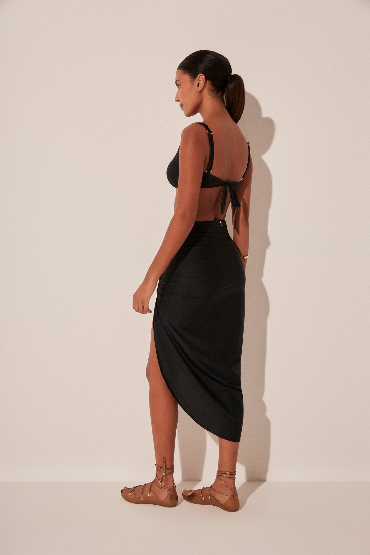Agua De Coco Bamboo Draped Midi Skirt E5042A1893