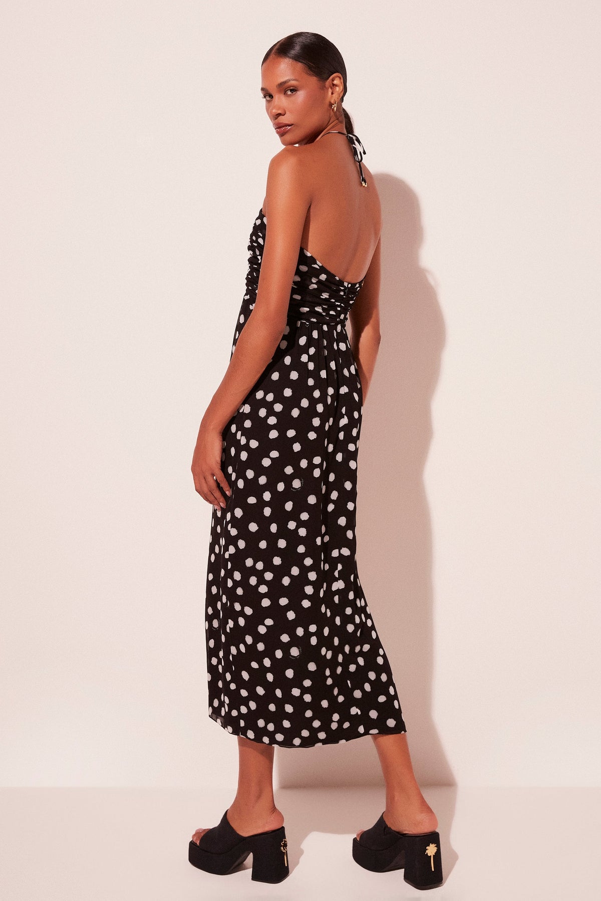 Agua De Coco Rustic Polka Dot Ruched Midi Dress E5373A2042
