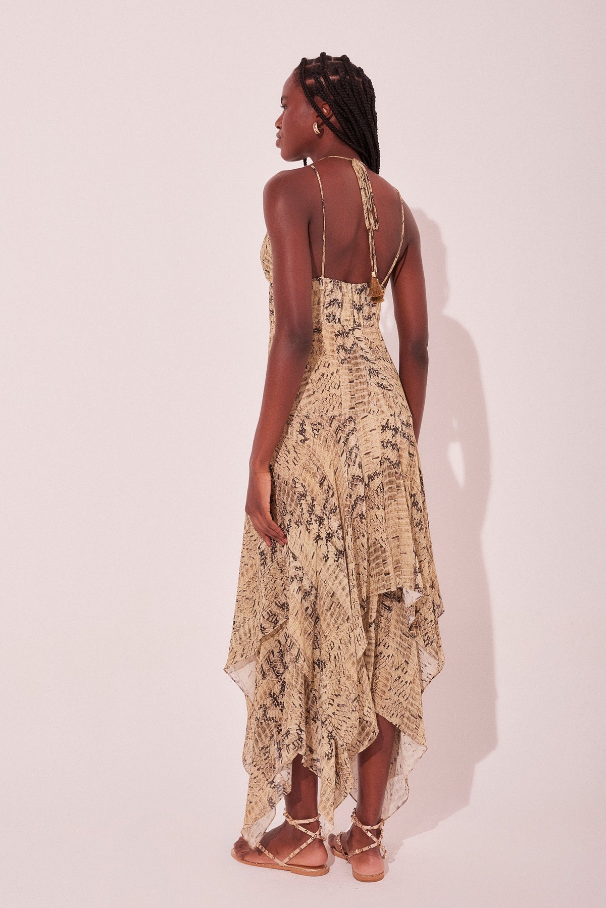 Agua De Coco Snake Strappy Midi Dress E5452A2167