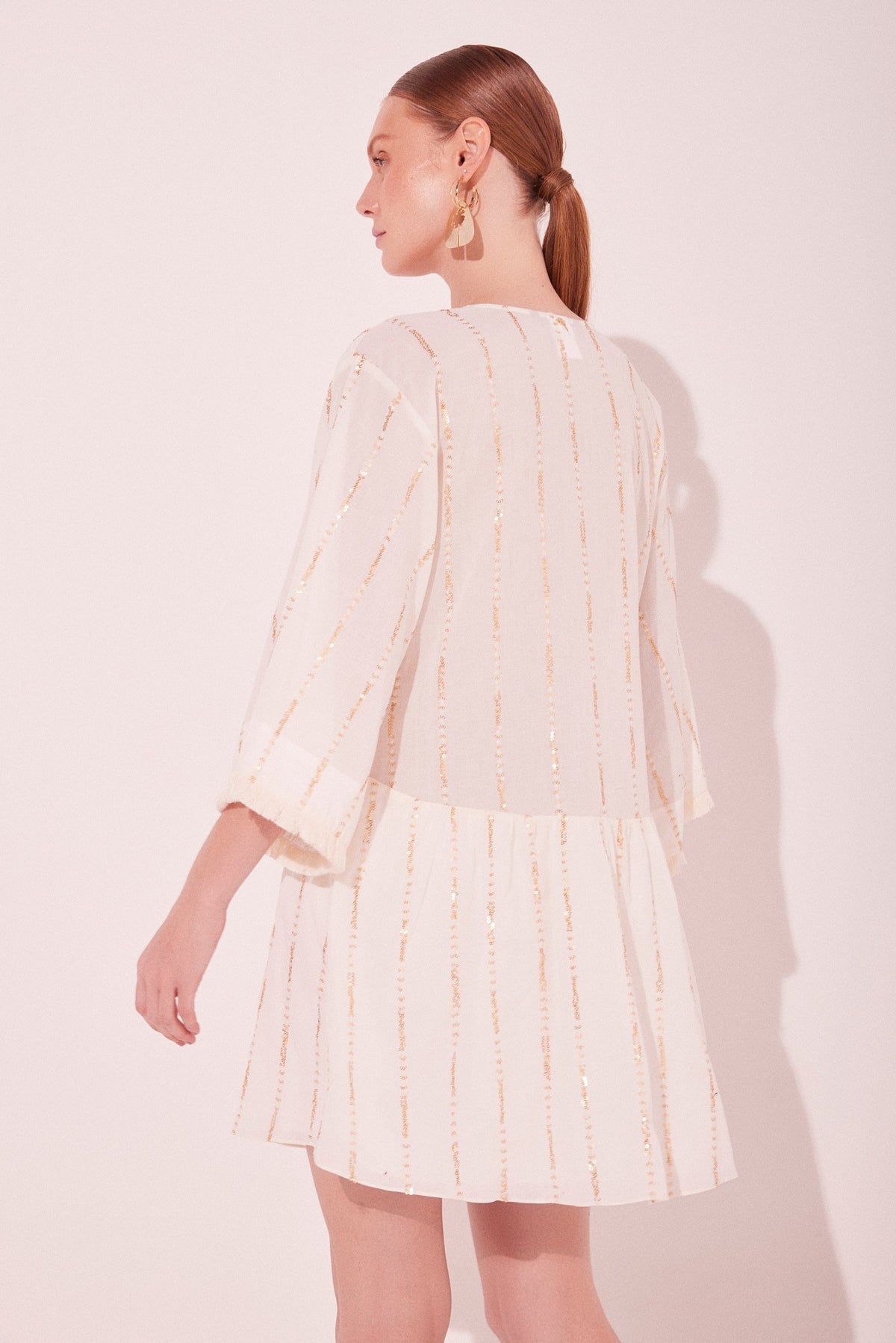 Agua De Coco Off White Lightness Square Sleeve Short Dress E5487A2216