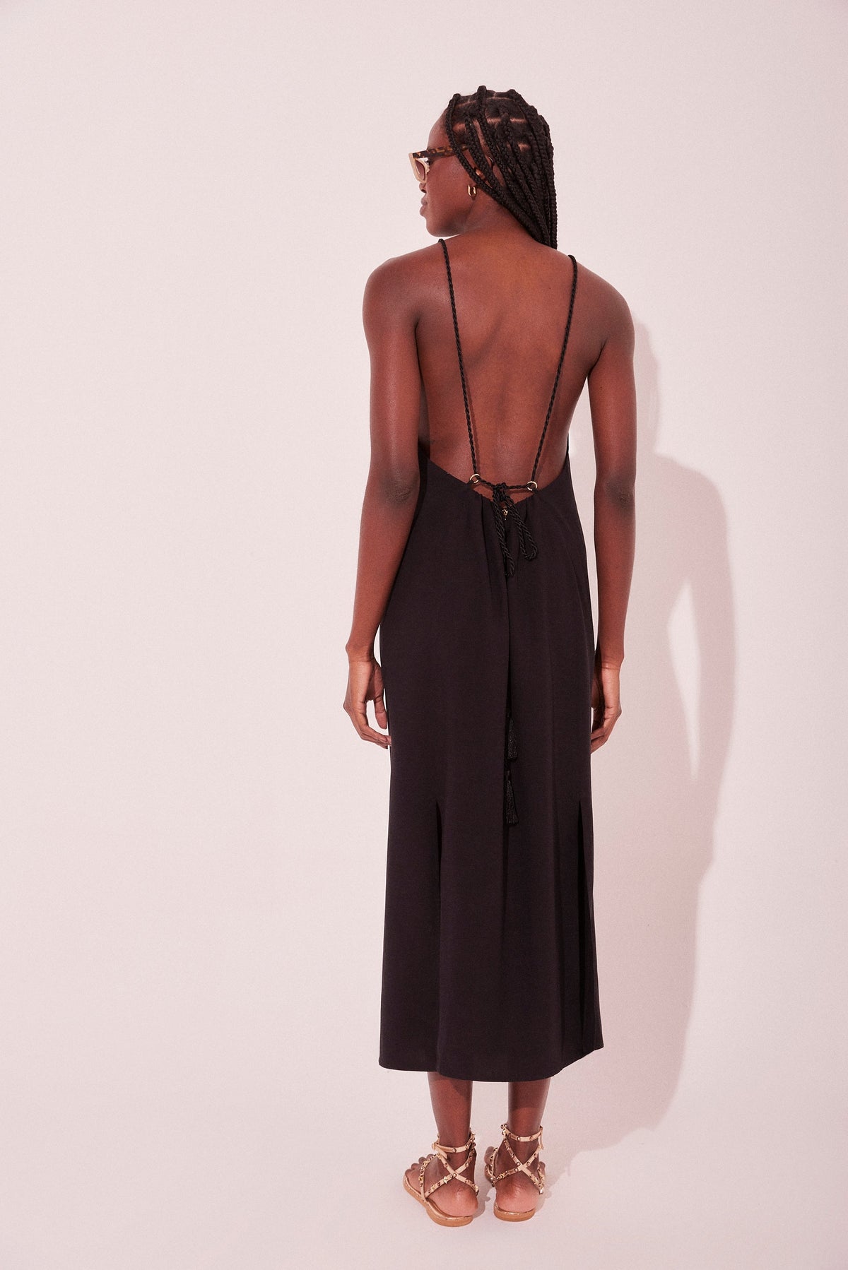 Agua De Coco Black Beach Halter Top Midi Dress E5546A2219