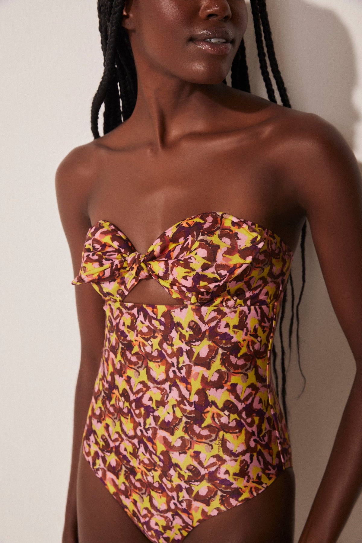 Agua De Coco Pineapple Peel Bandeau One Piece With Ties M1025A1708