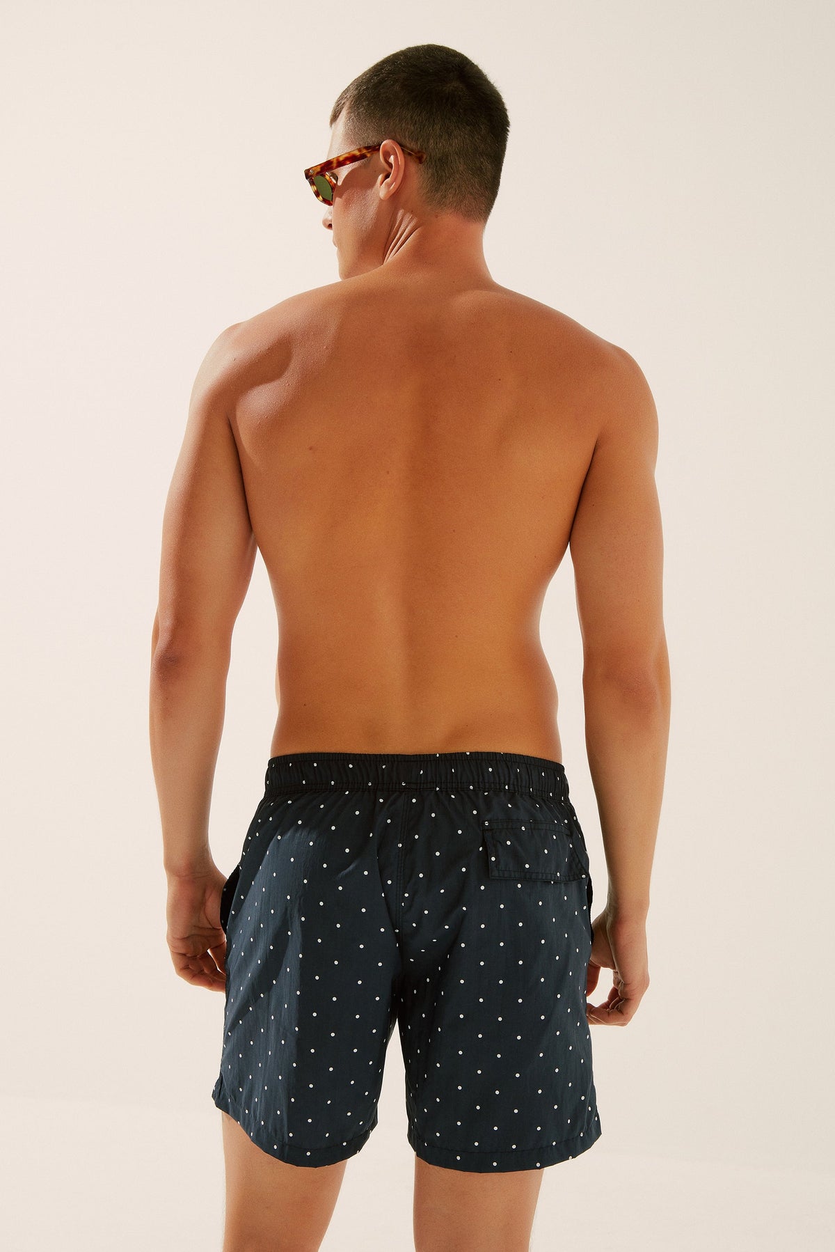 Agua De Coco B&W Poá Elastic Waistband Beach Shorts R576A1387