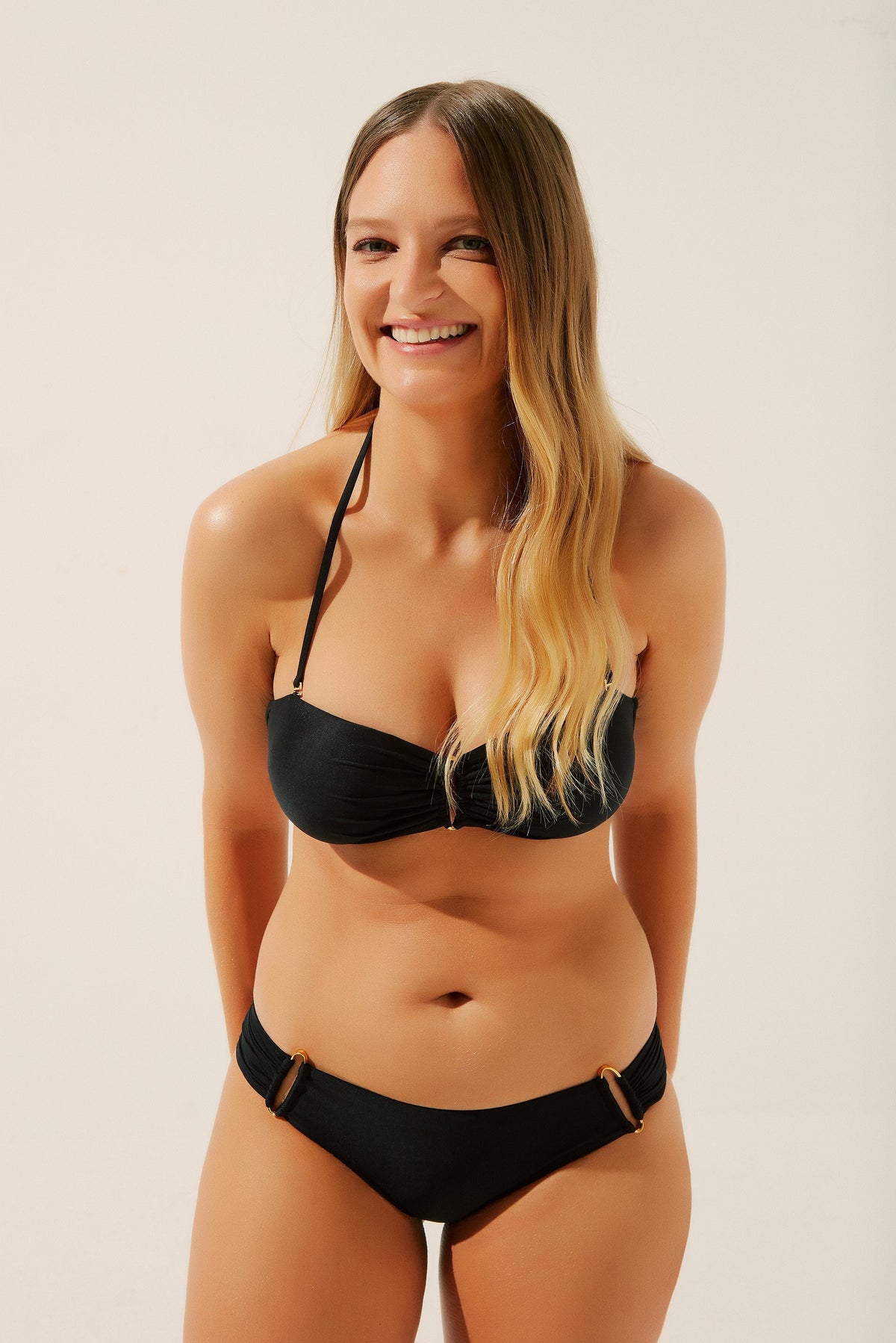 Agua De Coco Fleur De Lis Bandeau Bikini Top With Hoop S876B1347