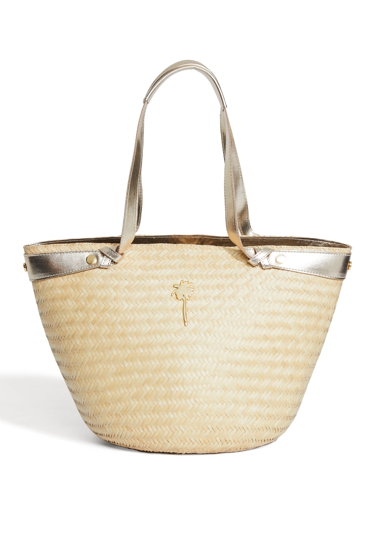 Agua De Coco Almond Leather Detailed Straw Tote Bag T476A1873