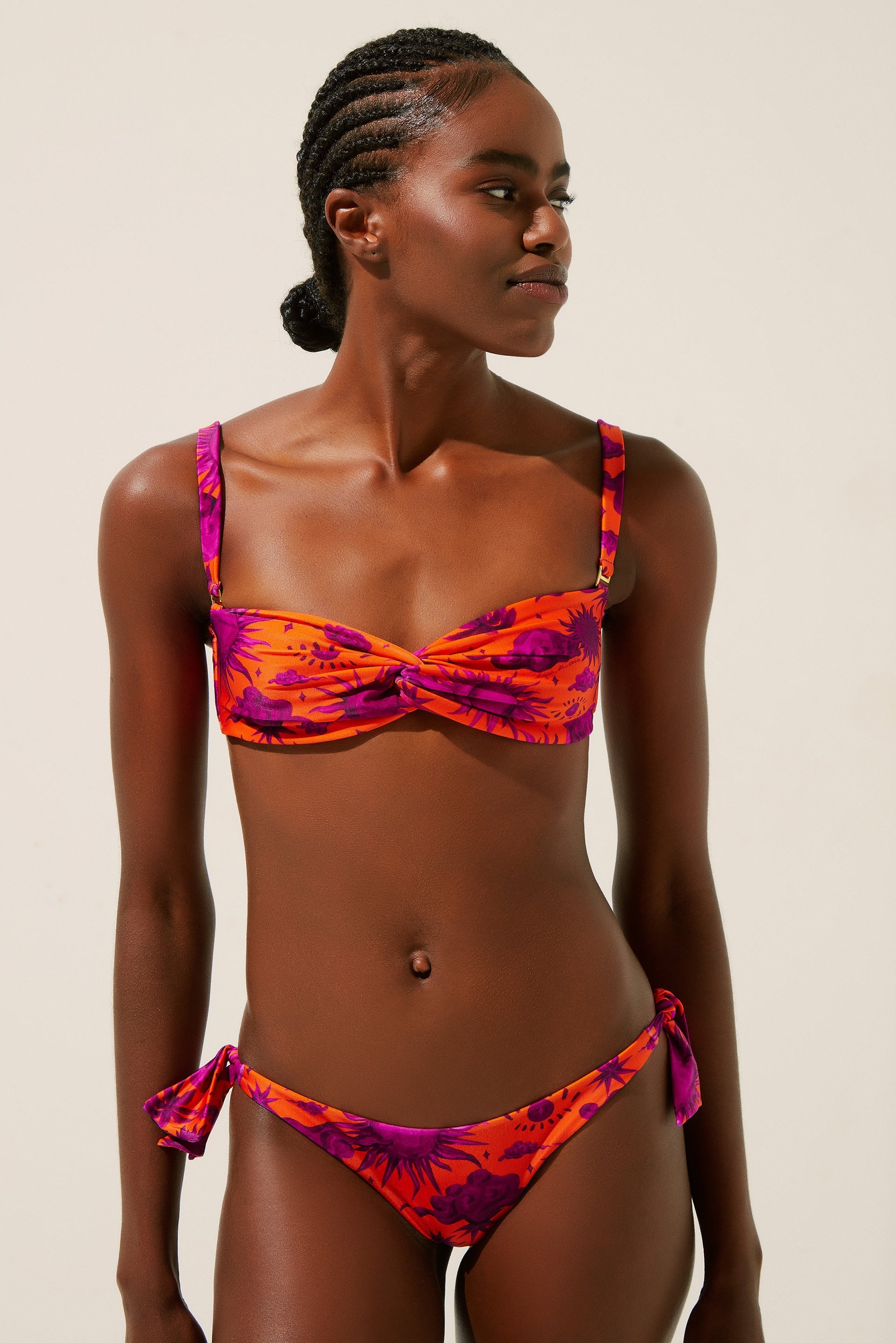 Agua De Coco Stars Side Bikini Bottom With Ties C07B1410