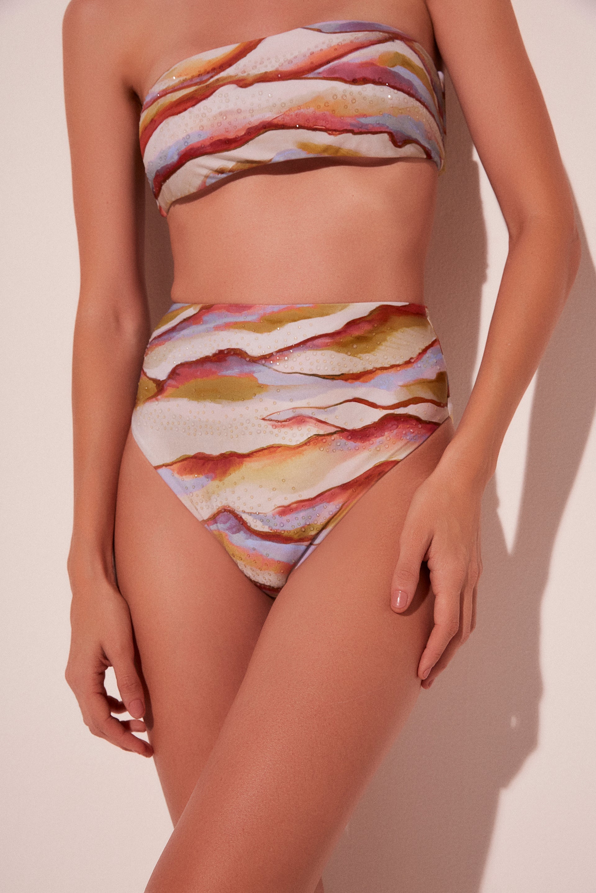 Agua De Coco Dunes High Waist Bikini Bottom With Crystals C1497B1985