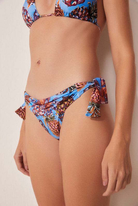 Agua De Coco Piña Medium Side Bikini Bottom With Ties Bia C27B1665