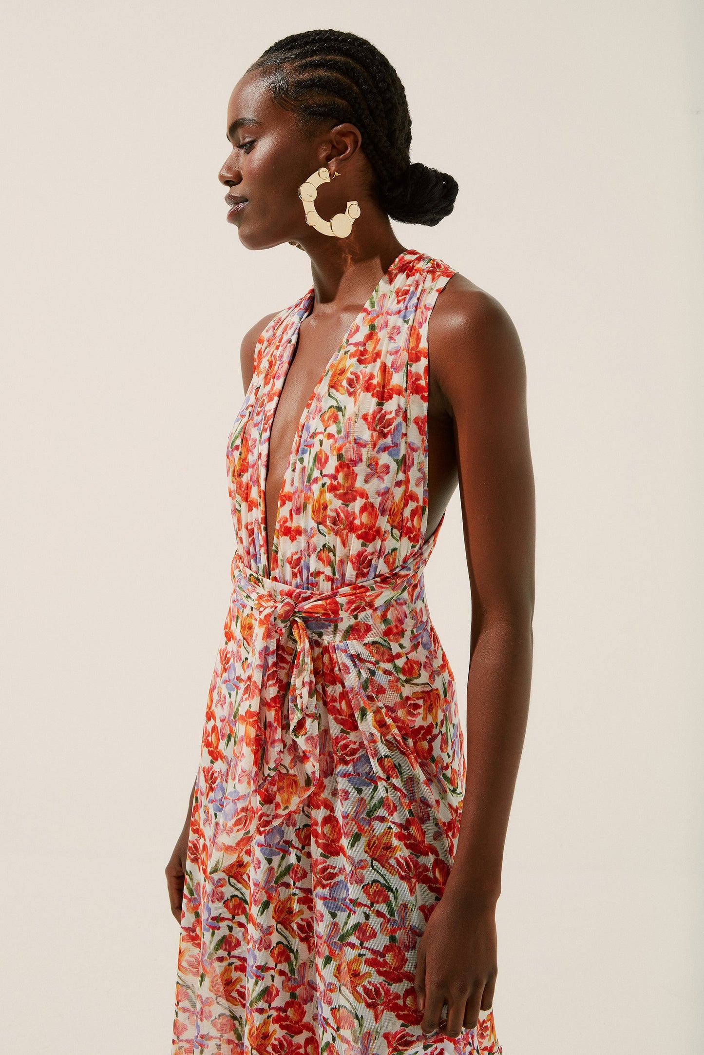 Agua De Coco Floral Ikat Long Skirt With Ruffles E3220A1341
