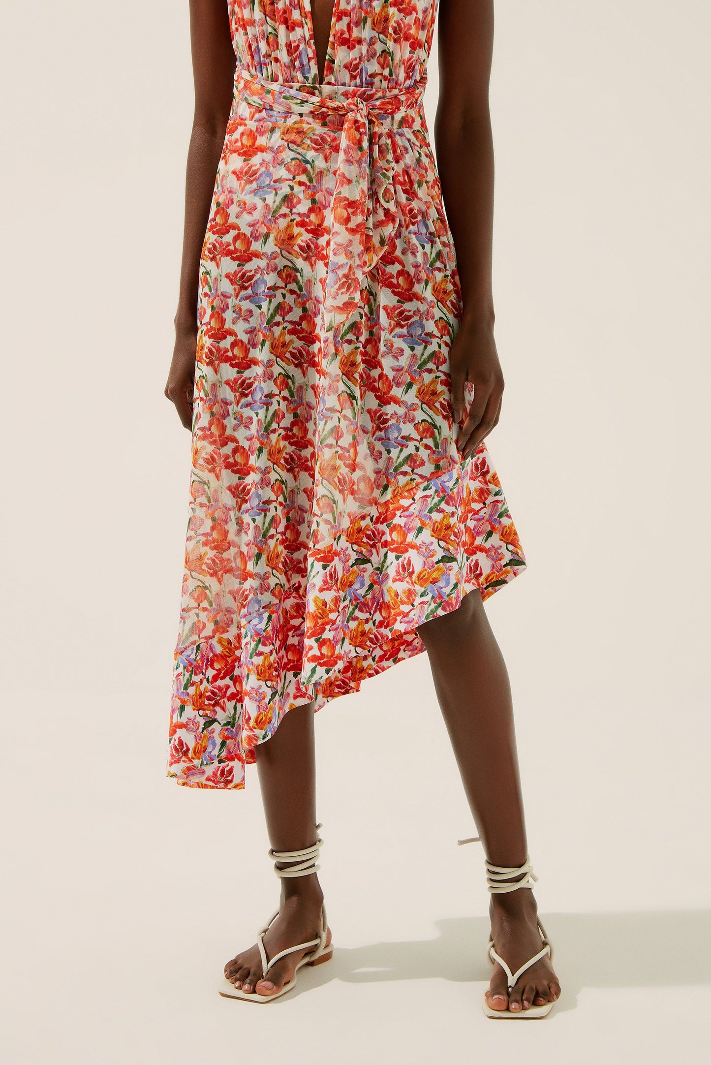Agua De Coco Floral Ikat Long Skirt With Ruffles E3220A1341