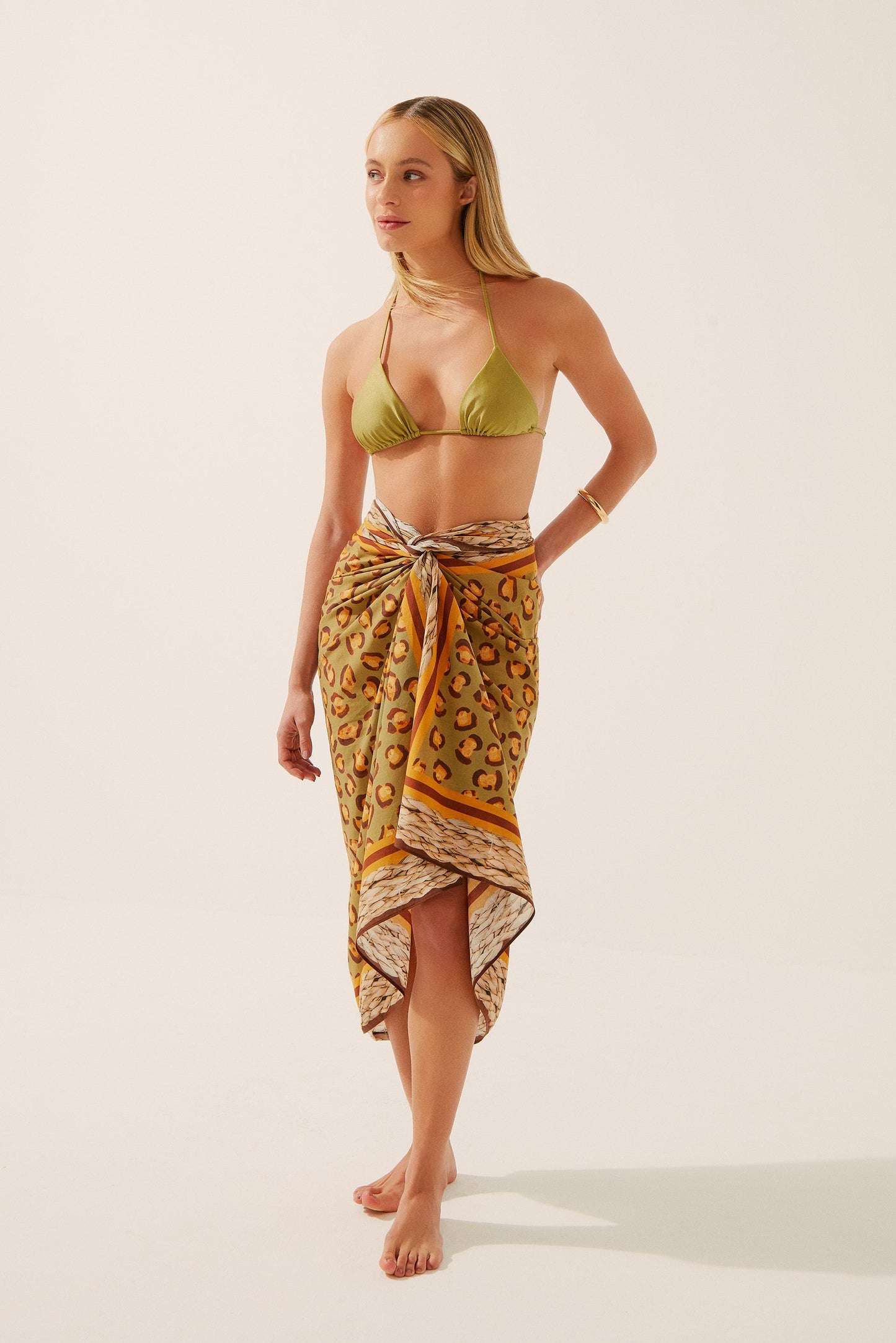 Agua De Coco Leopard Scarf Beach Sarong E3458A1432