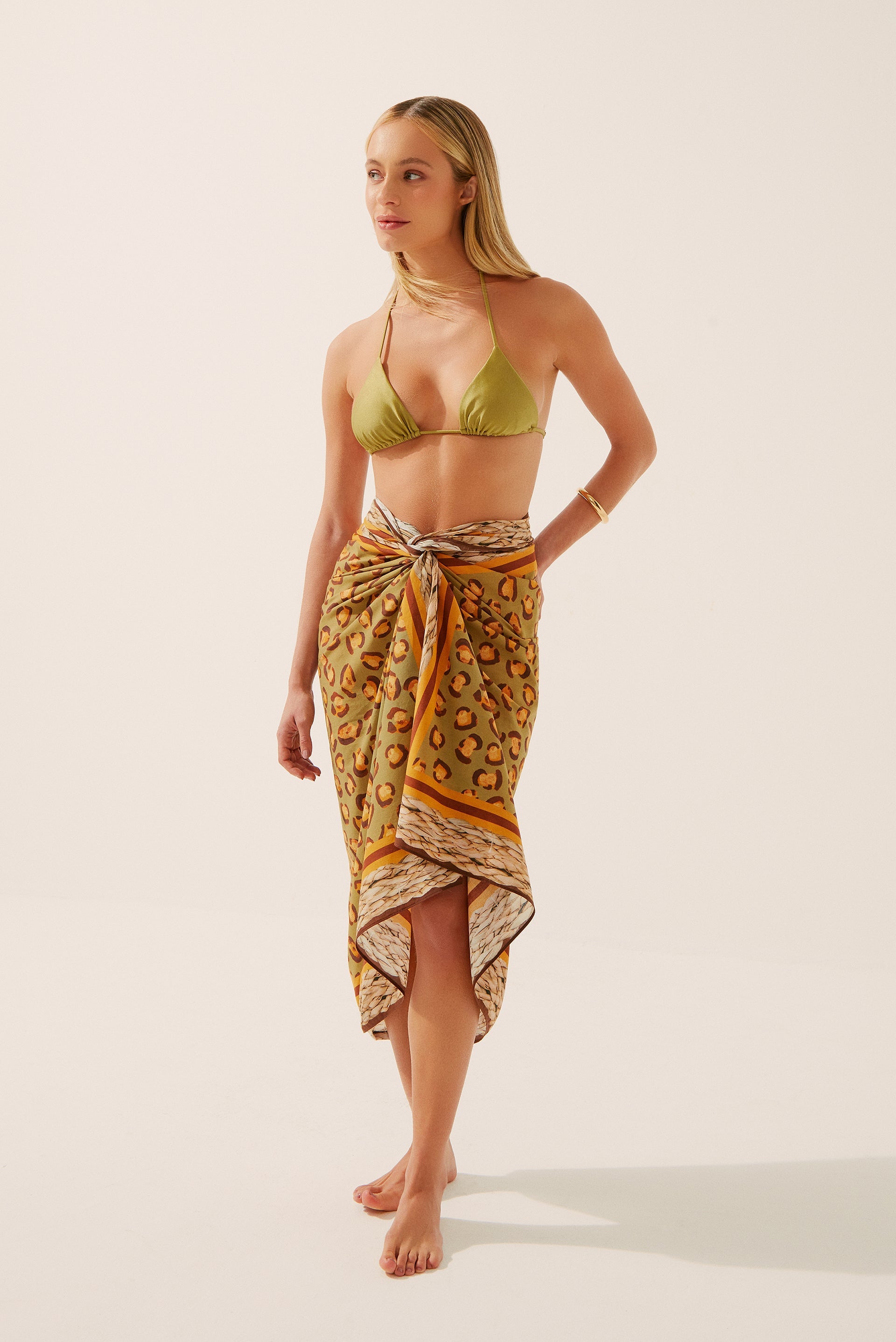 Agua De Coco Leopard Scarf Beach Sarong E3458A1432