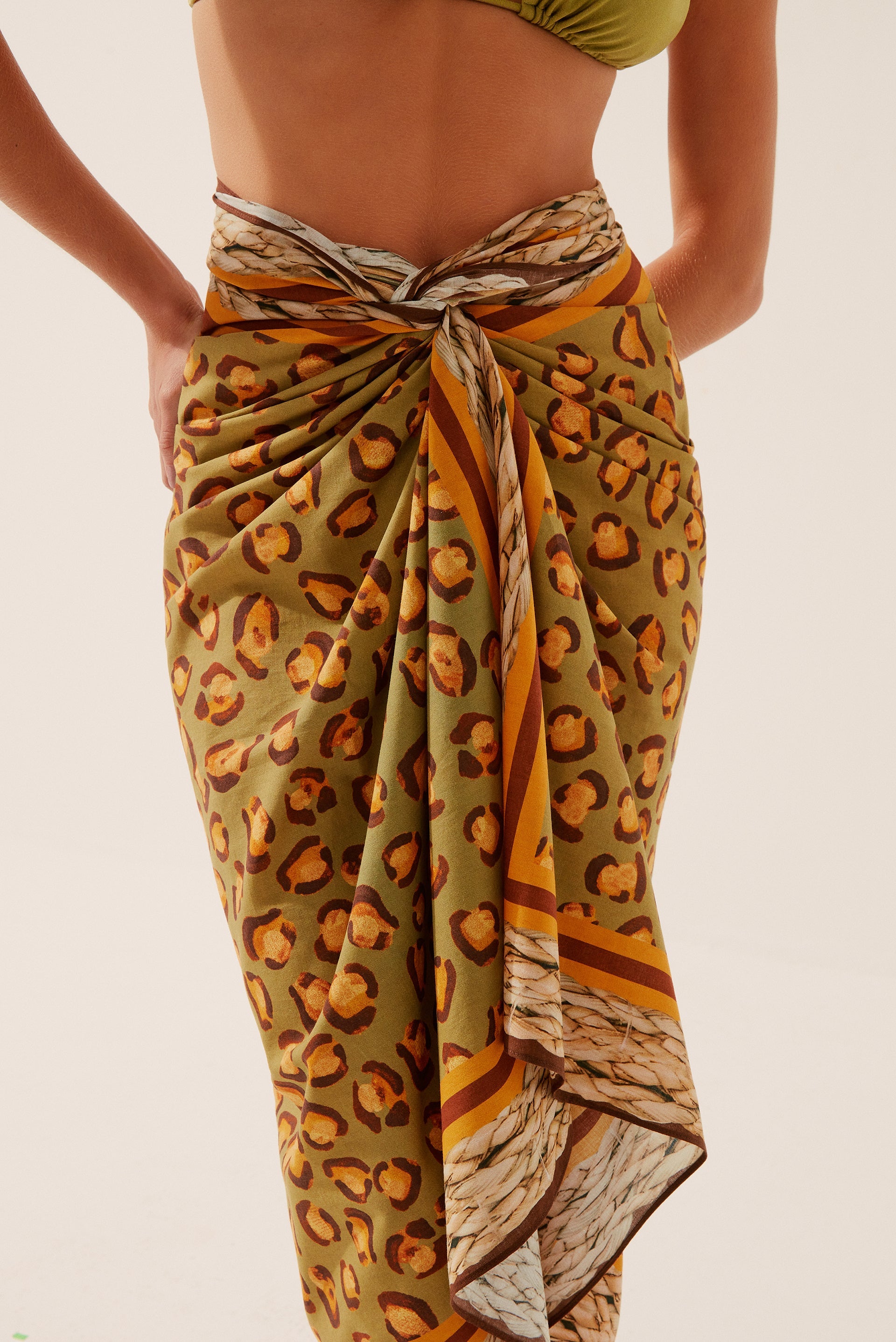 Agua De Coco Leopard Scarf Beach Sarong E3458A1432