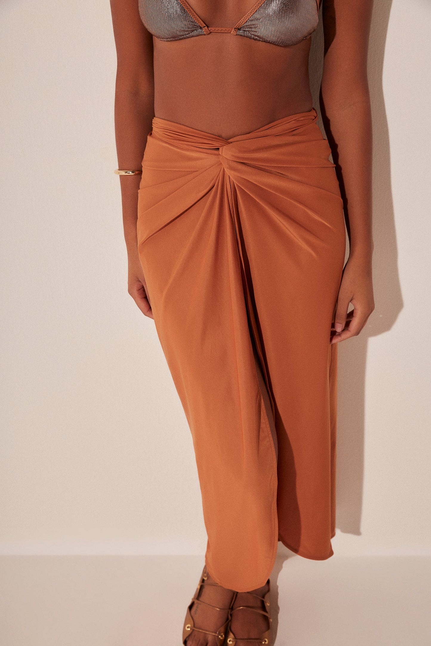 Agua De Coco Starr Sequins Midi Skirt With Multi Ties E3899A1804
