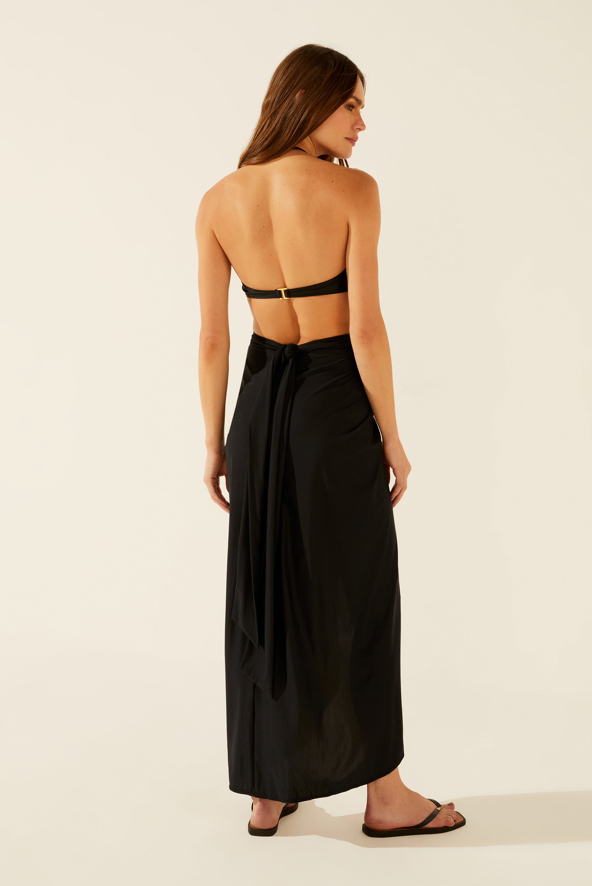 Agua De Coco Solid Classic Midi Skirt E3899C1123