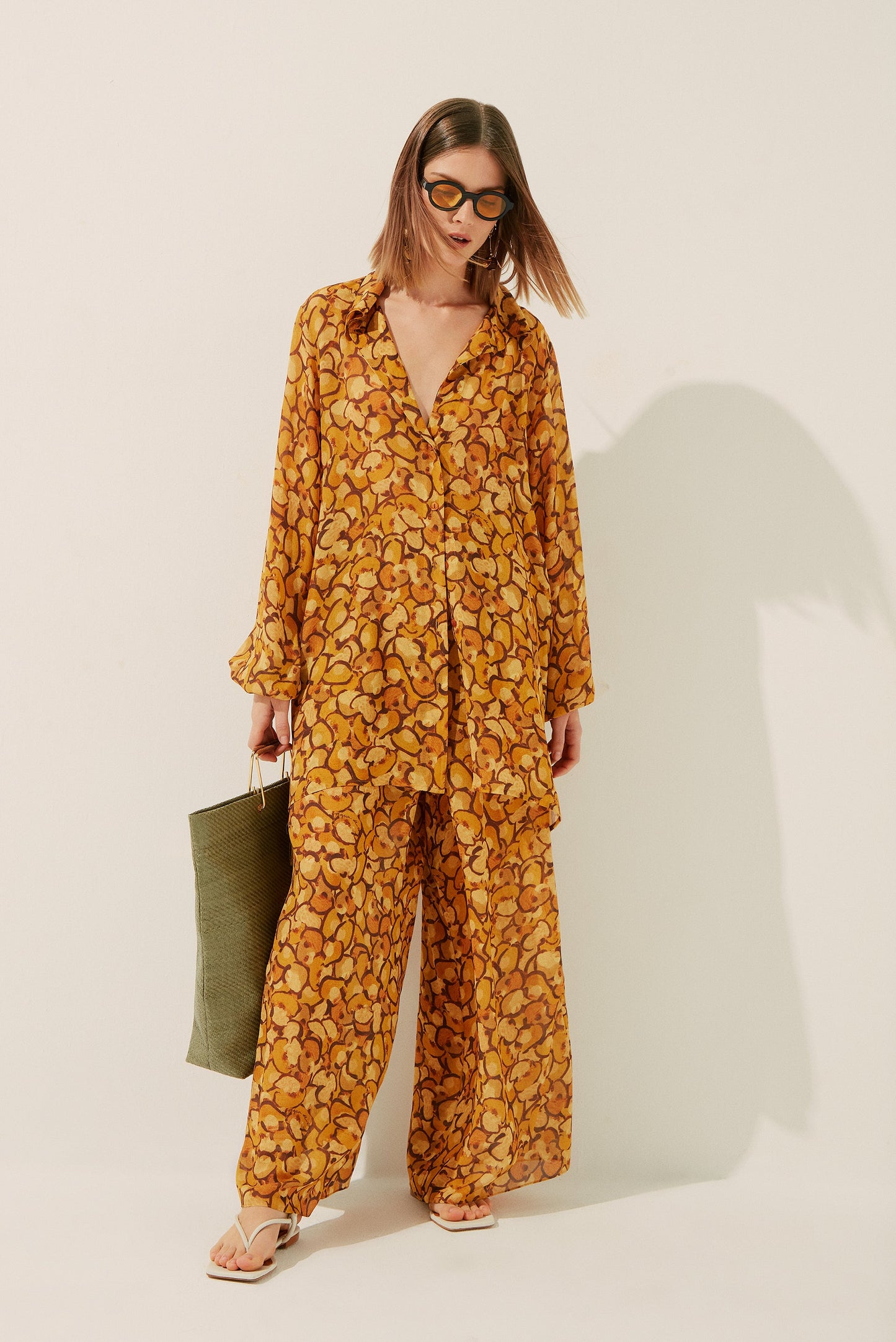 Agua De Coco Leopard Compose Long Sleeves Shirt Dress E3995A1403