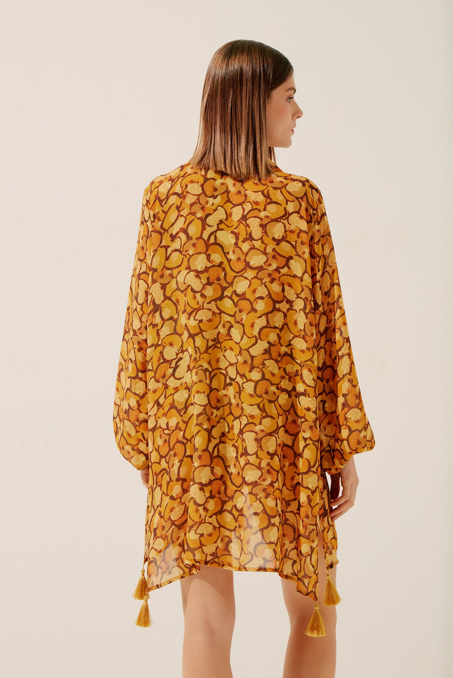 Agua De Coco Leopard Compose Long Sleeves Shirt Dress E3995A1403