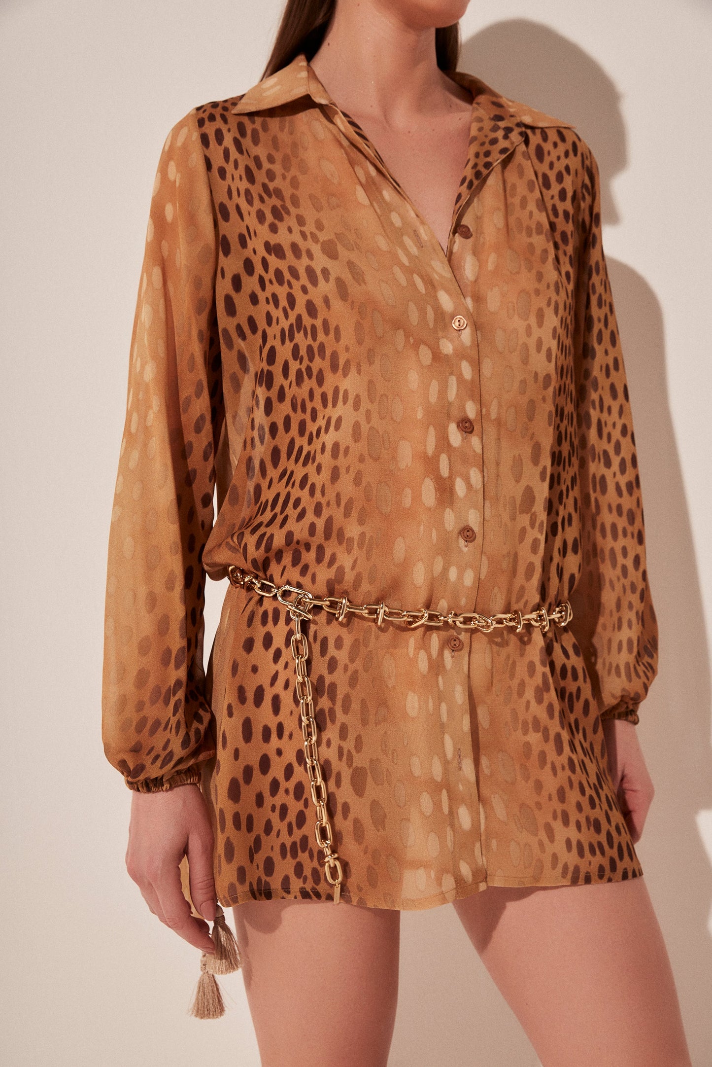 Agua De Coco Deer Detailed Short Shirt Dress E3995A1871